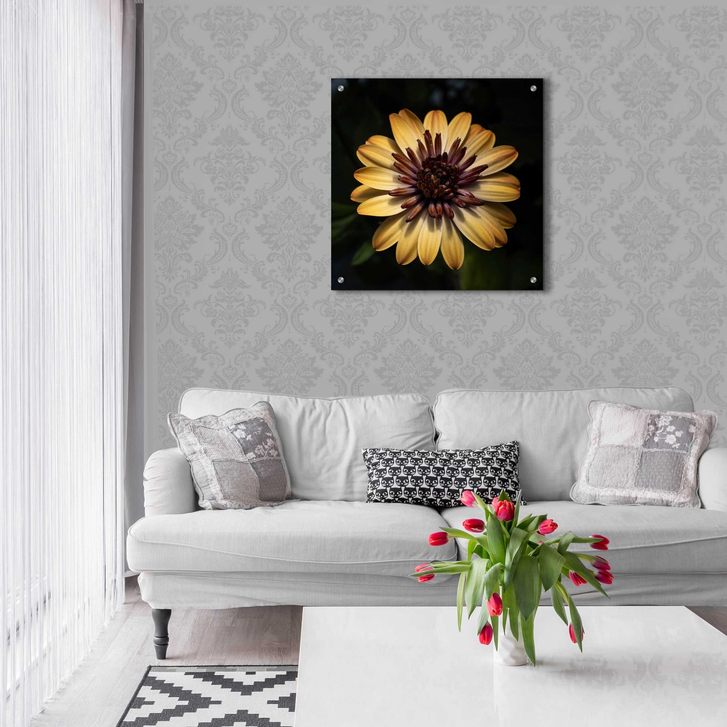 Epic Art 'Sunny Bloom' by Leah McLean, Acrylic Glass Wall Art,24x24