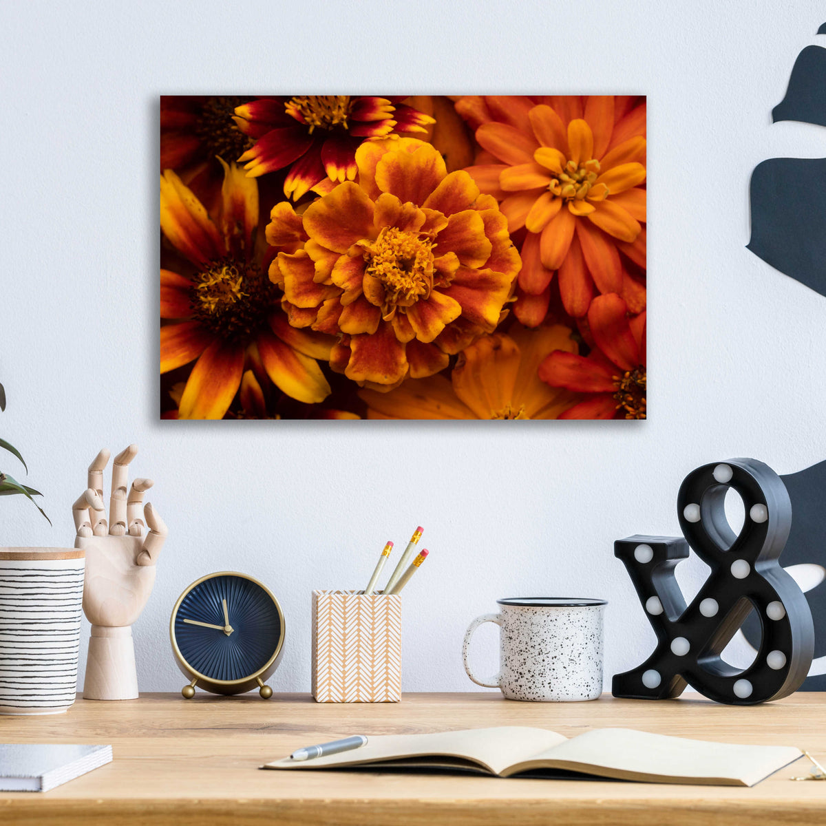 Epic Art 'Marigold Petals' by Leah McLean, Acrylic Glass Wall Art,16x12