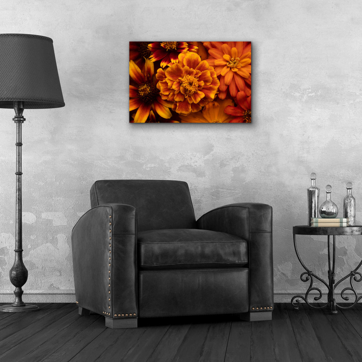 Epic Art 'Marigold Petals' by Leah McLean, Acrylic Glass Wall Art,24x16