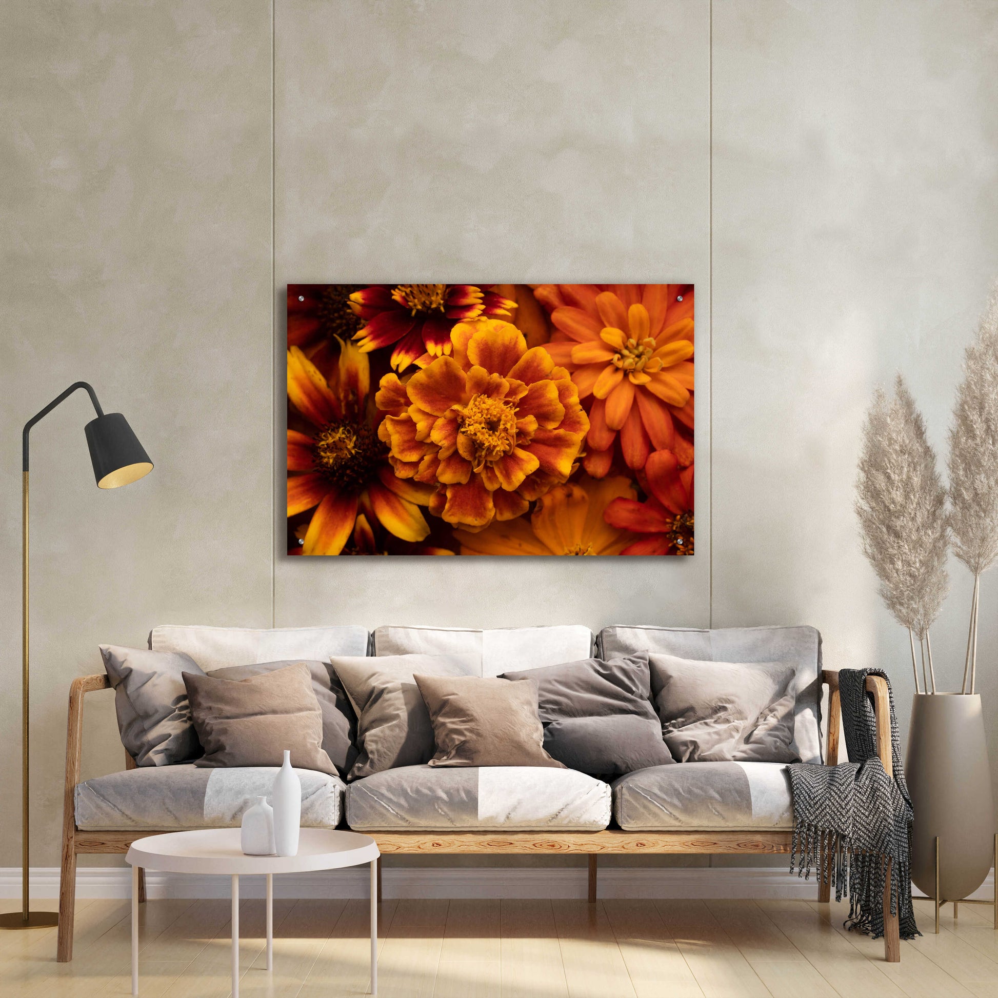 Epic Art 'Marigold Petals' by Leah McLean, Acrylic Glass Wall Art,36x24