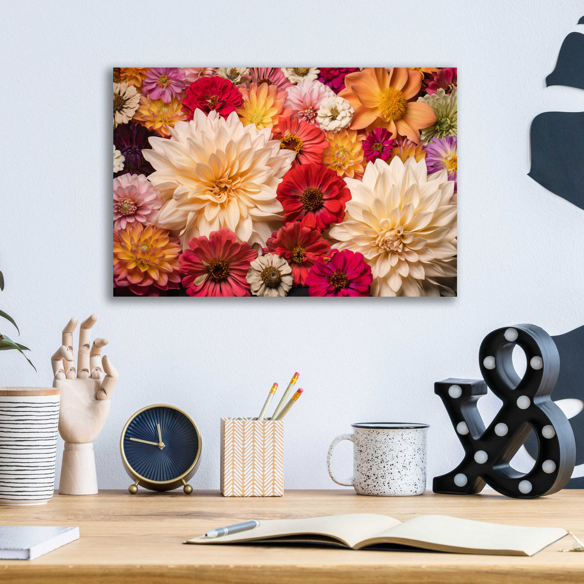 Epic Art 'Dahlia Dream Scape' by Leah McLean, Acrylic Glass Wall Art,16x12