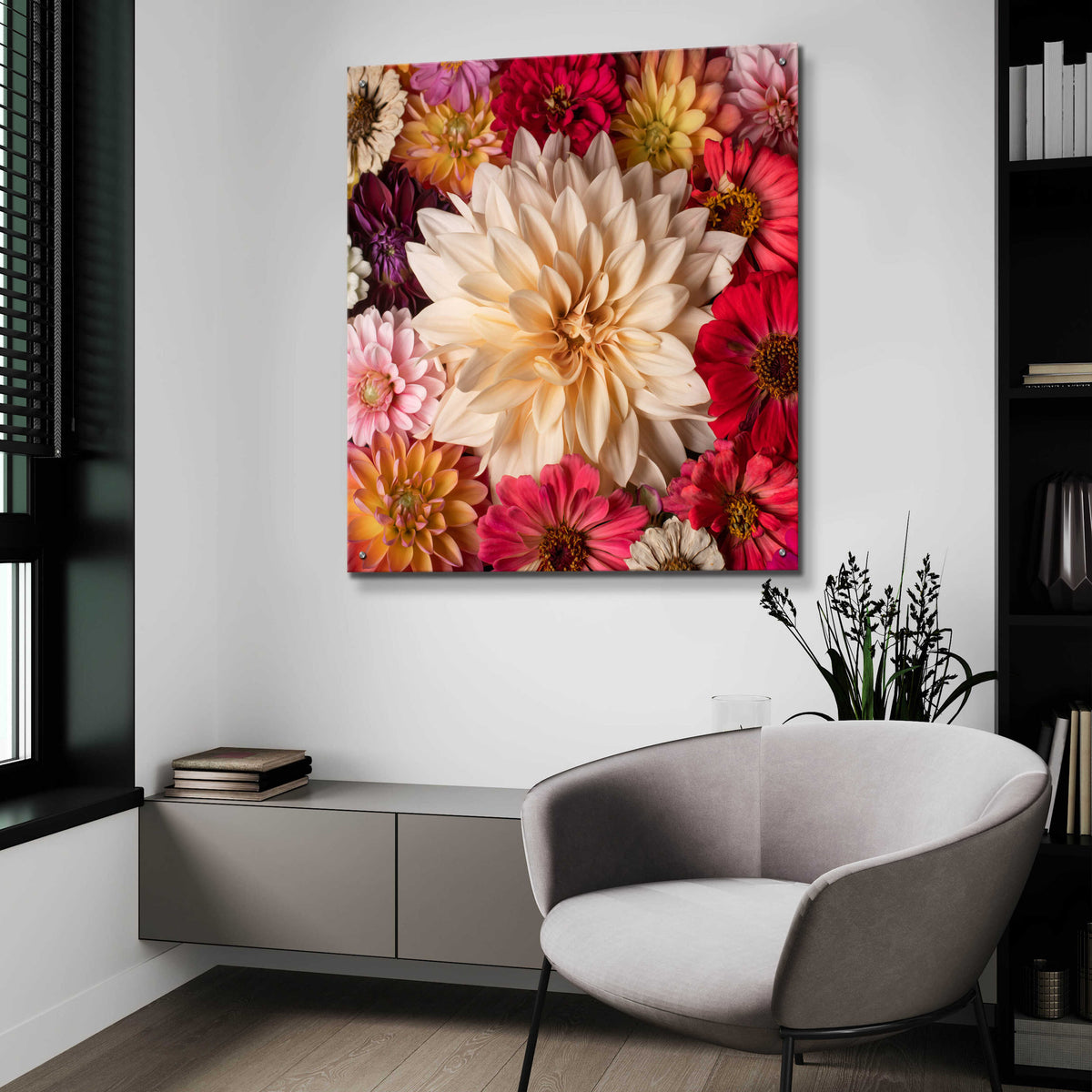 Epic Art 'Dahlia Waltz' by Leah McLean, Acrylic Glass Wall Art,36x36
