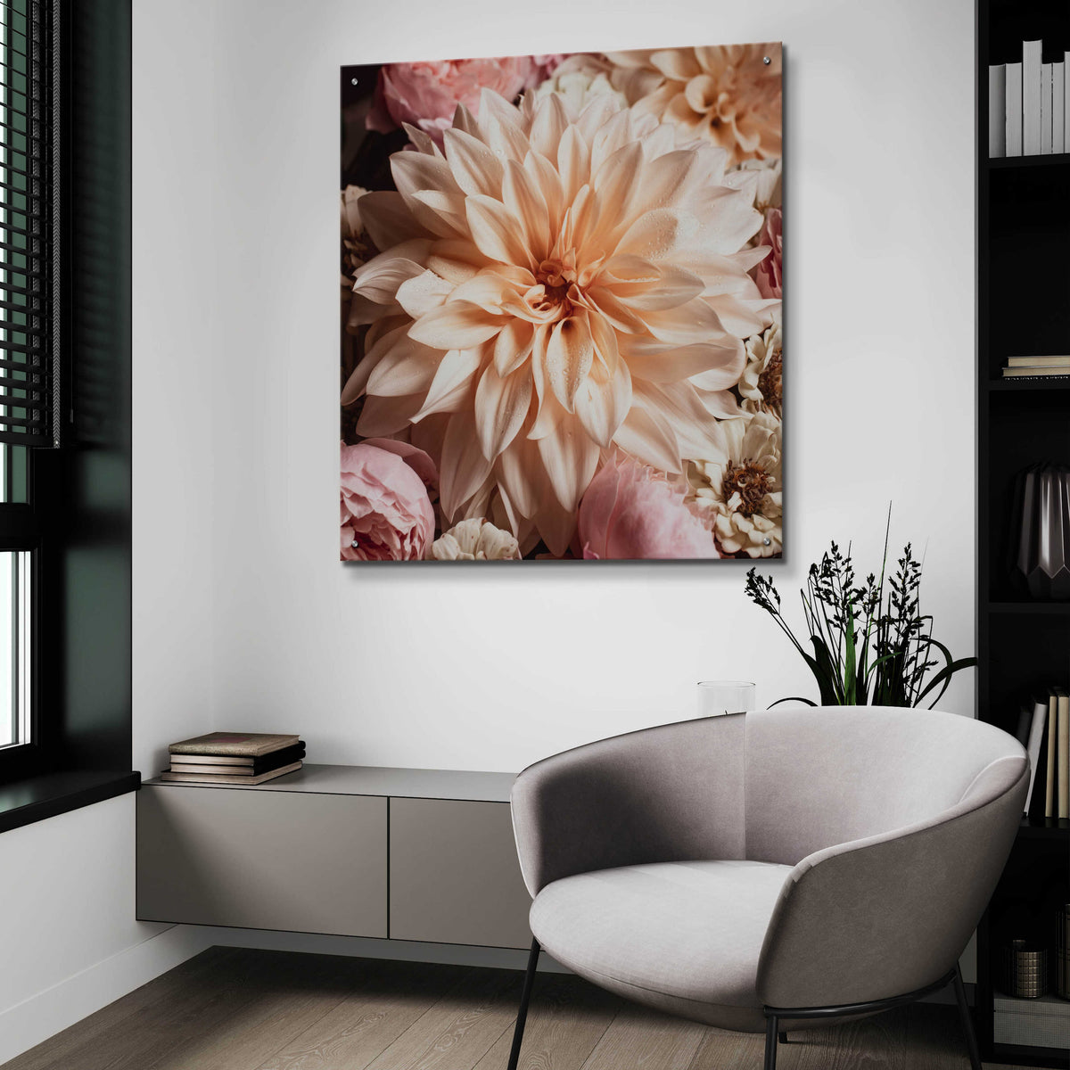 Epic Art 'Dahlia Whimsy' by Leah McLean, Acrylic Glass Wall Art,36x36
