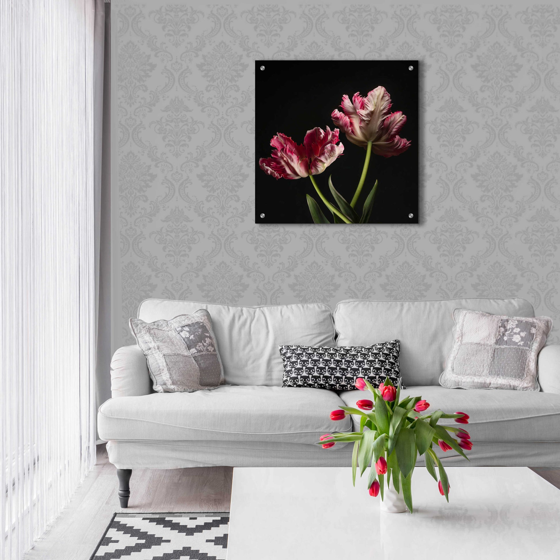 Epic Art 'Open Bloomed Tulips' by Leah McLean, Acrylic Glass Wall Art,24x24