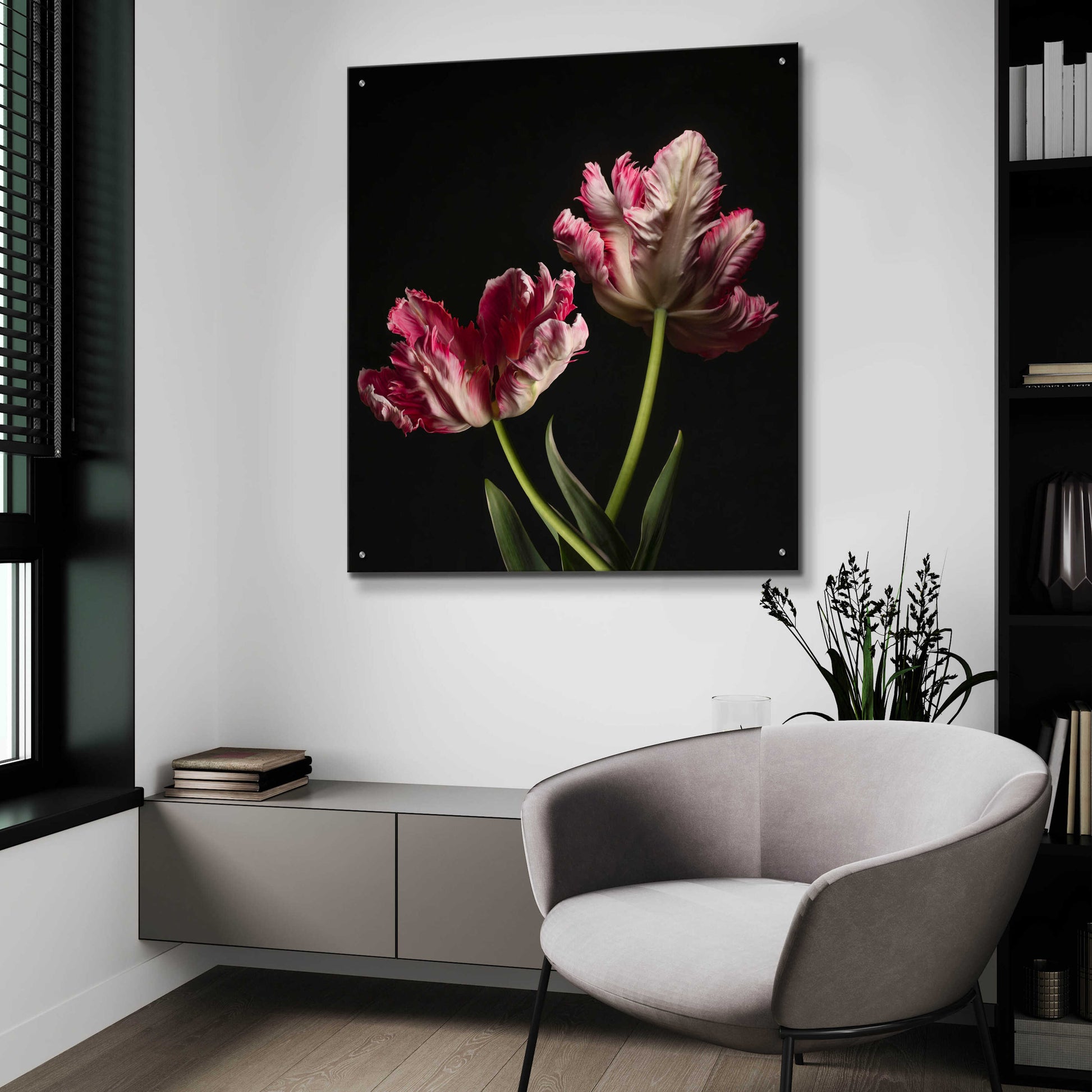 Epic Art 'Open Bloomed Tulips' by Leah McLean, Acrylic Glass Wall Art,36x36