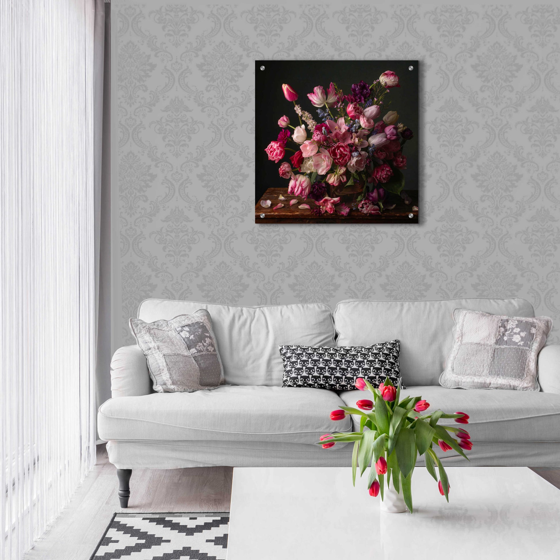 Epic Art 'Spring Blooms in the Pink' by Leah McLean, Acrylic Glass Wall Art,24x24