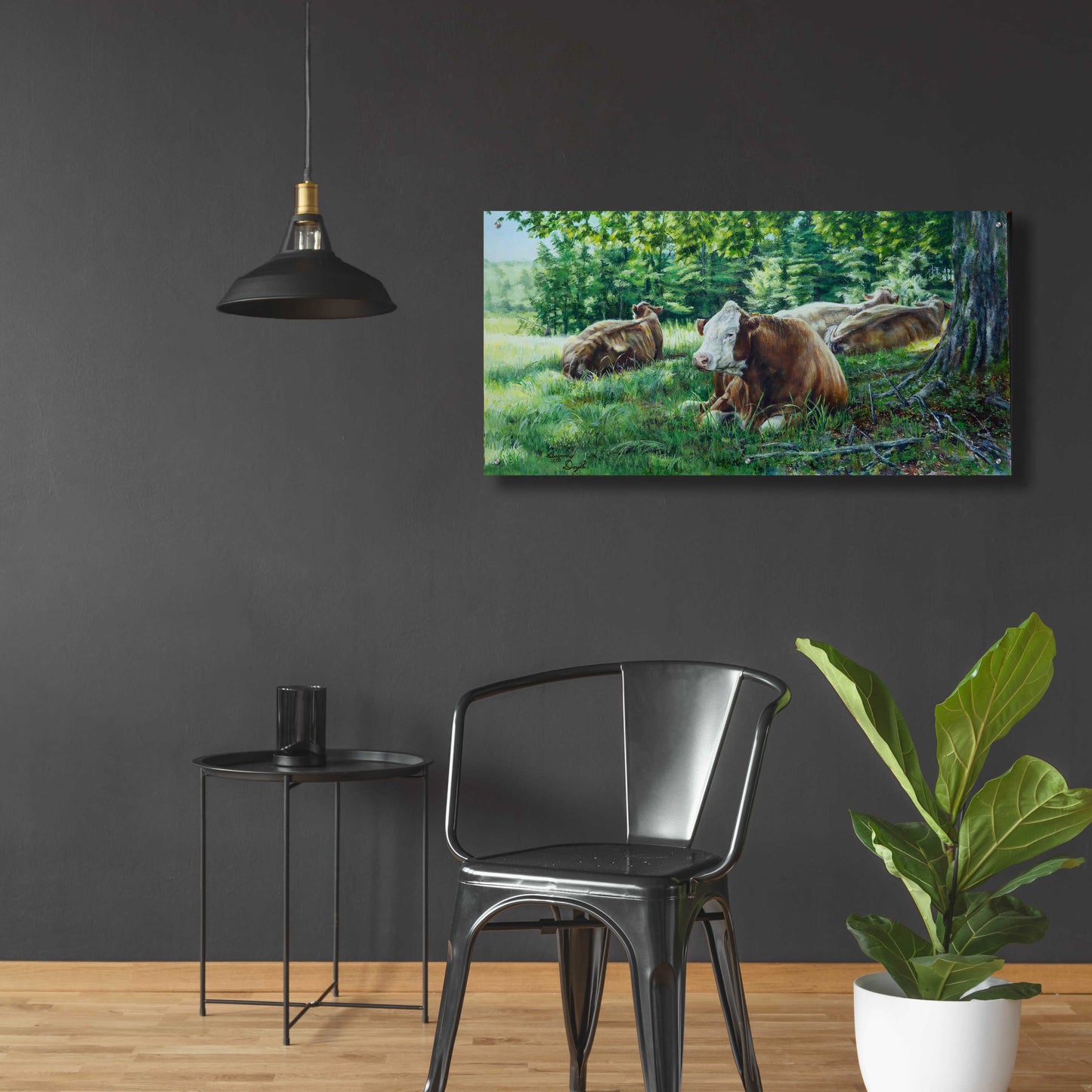 Epic Art 'Cows In Shade' by Beverly Doyle, Acrylic Glass Wall Art,48x24