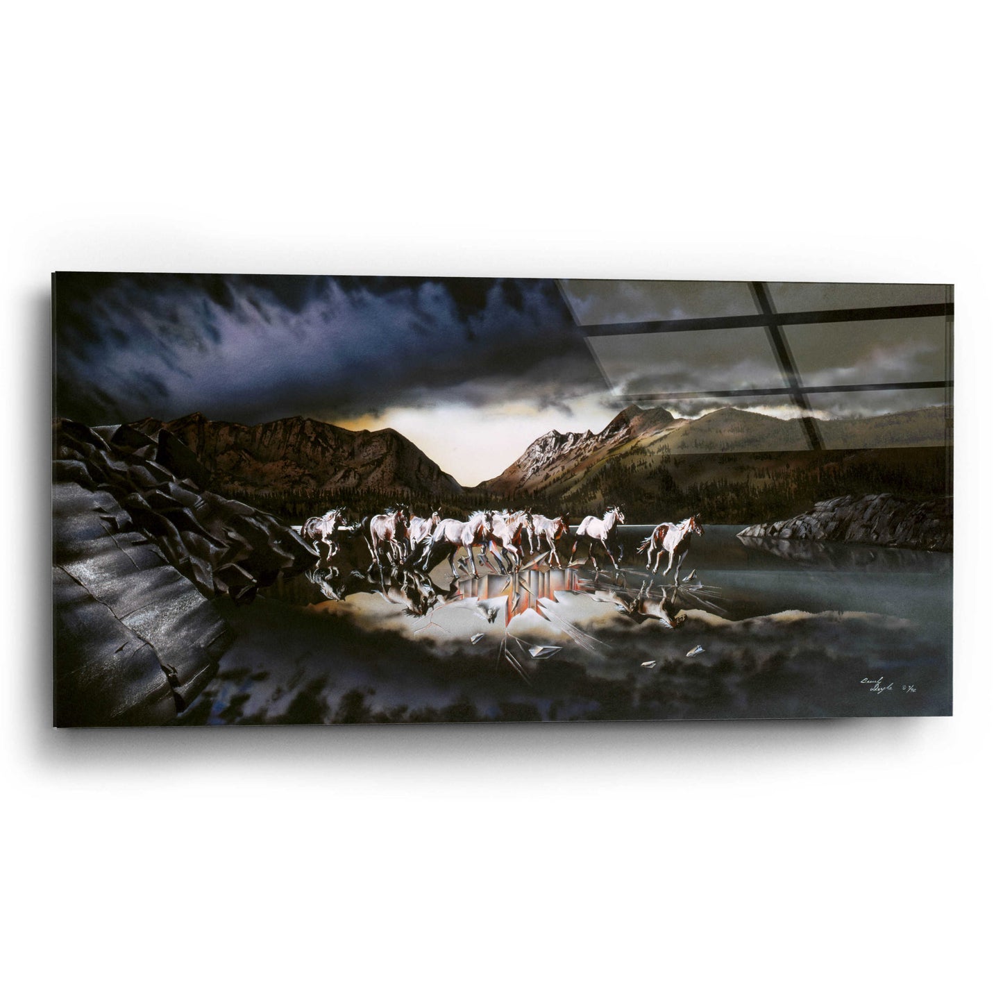 Epic Art 'Mustangs' by Beverly Doyle, Acrylic Glass Wall Art,24x12