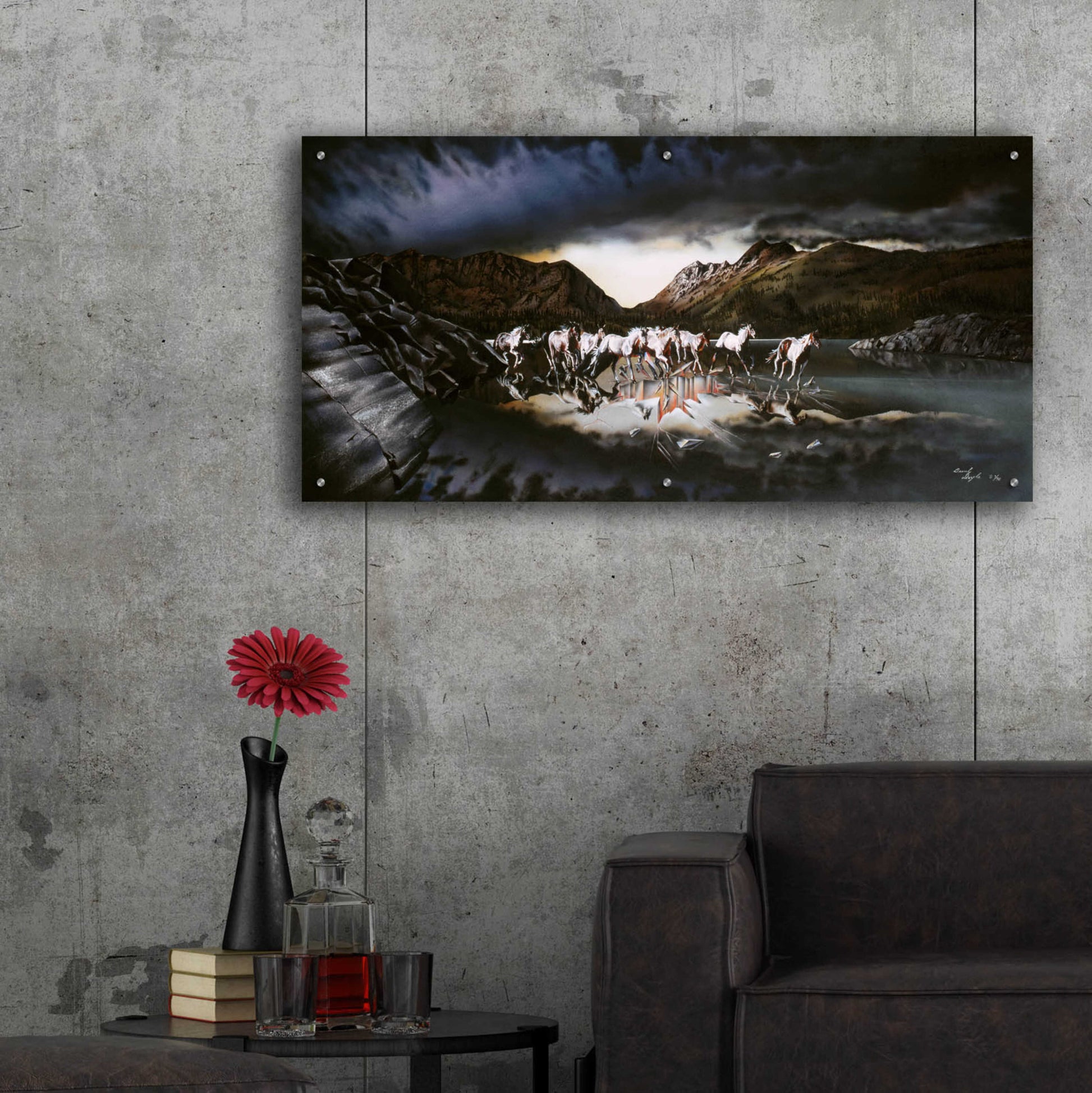 Epic Art 'Mustangs' by Beverly Doyle, Acrylic Glass Wall Art,48x24