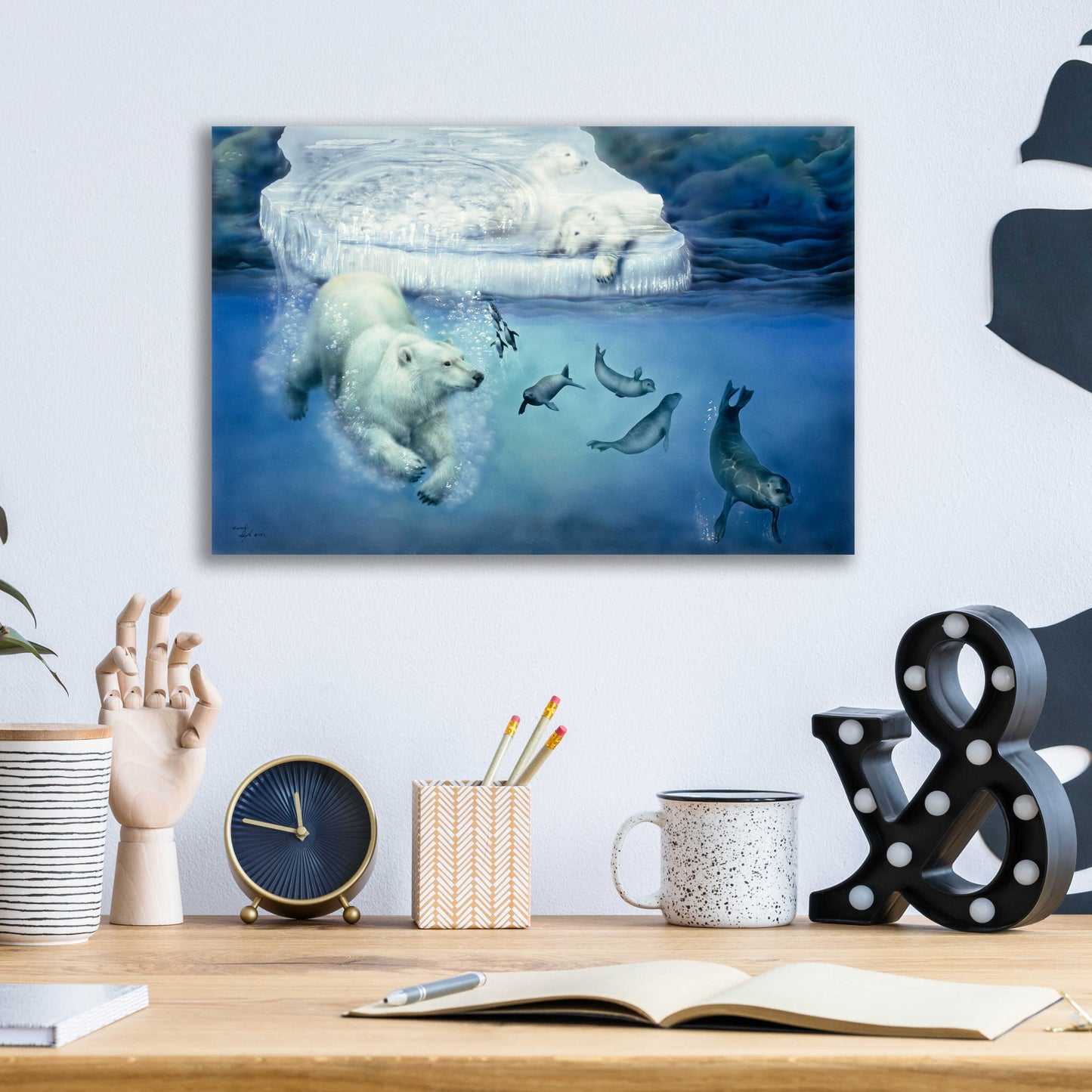 Epic Art 'Polar Bears & Seals' by Beverly Doyle, Acrylic Glass Wall Art,16x12