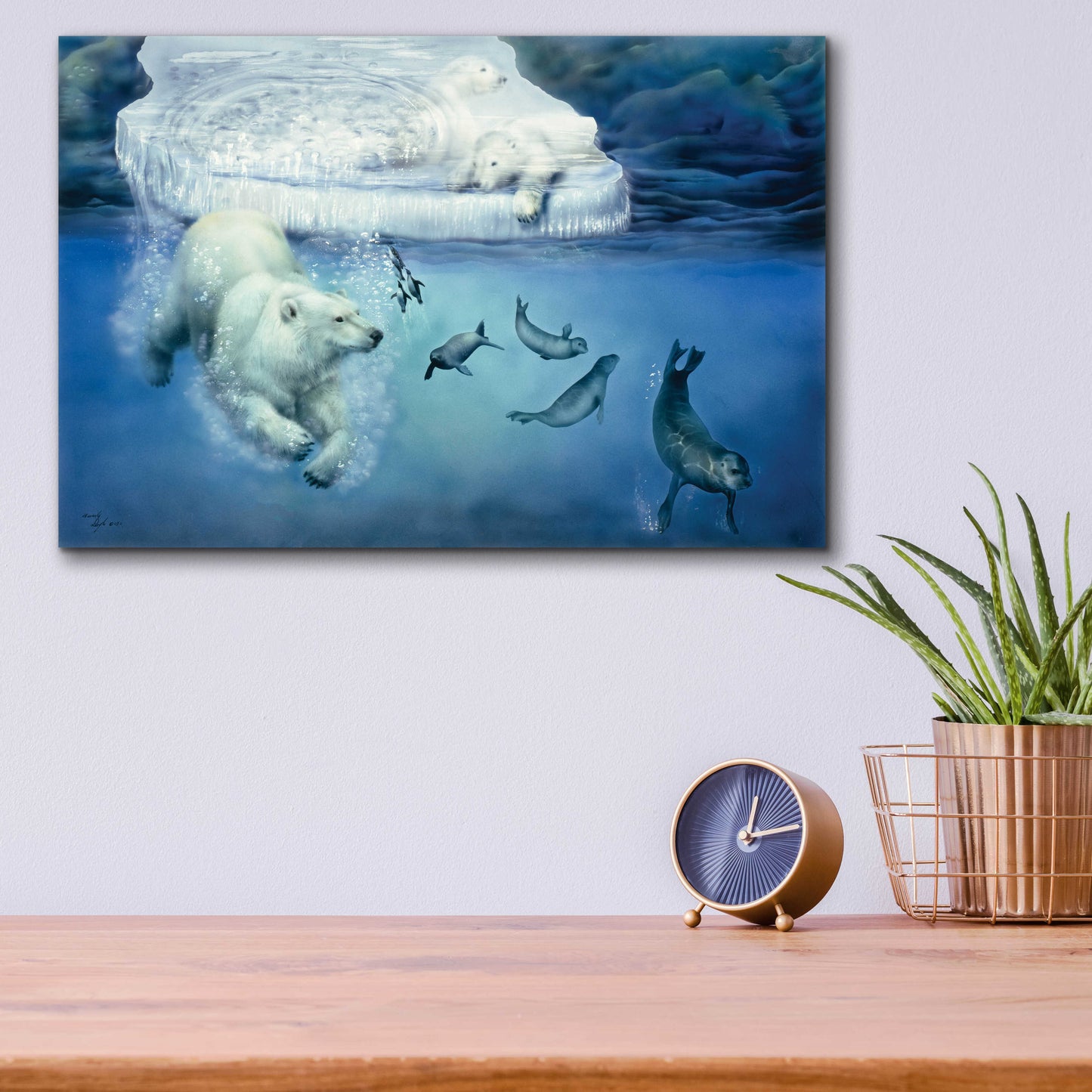 Epic Art 'Polar Bears & Seals' by Beverly Doyle, Acrylic Glass Wall Art,16x12