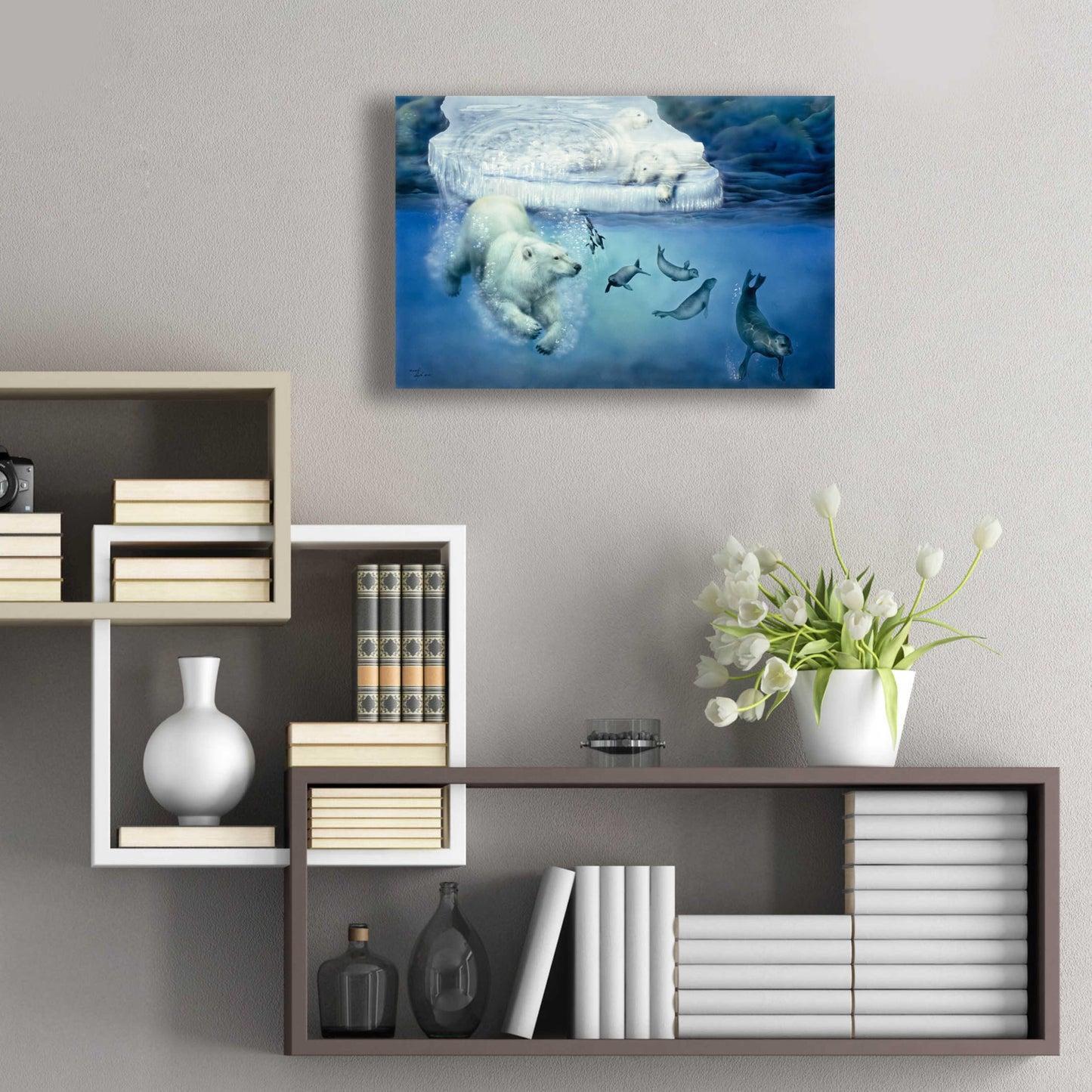 Epic Art 'Polar Bears & Seals' by Beverly Doyle, Acrylic Glass Wall Art,24x16