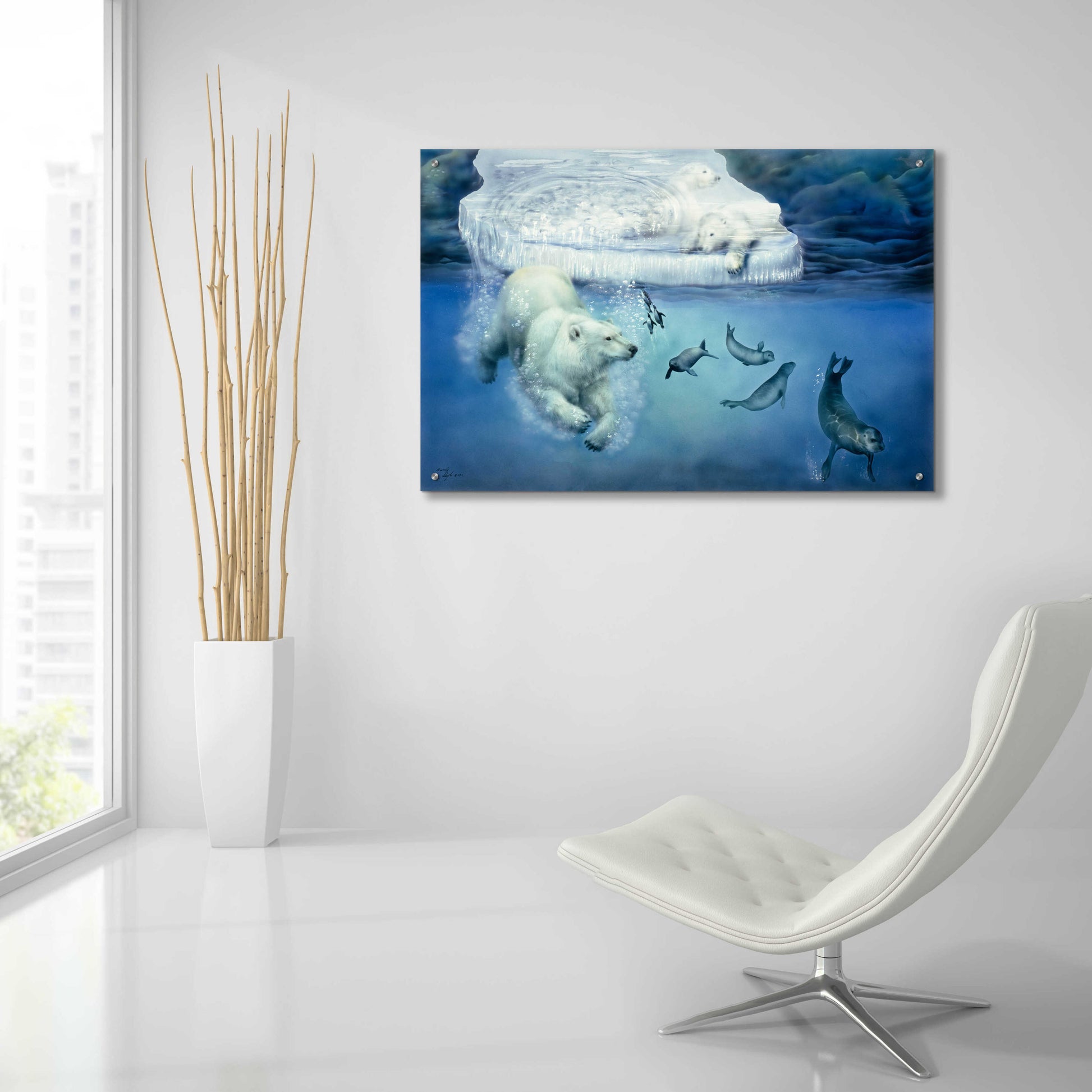 Epic Art 'Polar Bears & Seals' by Beverly Doyle, Acrylic Glass Wall Art,36x24