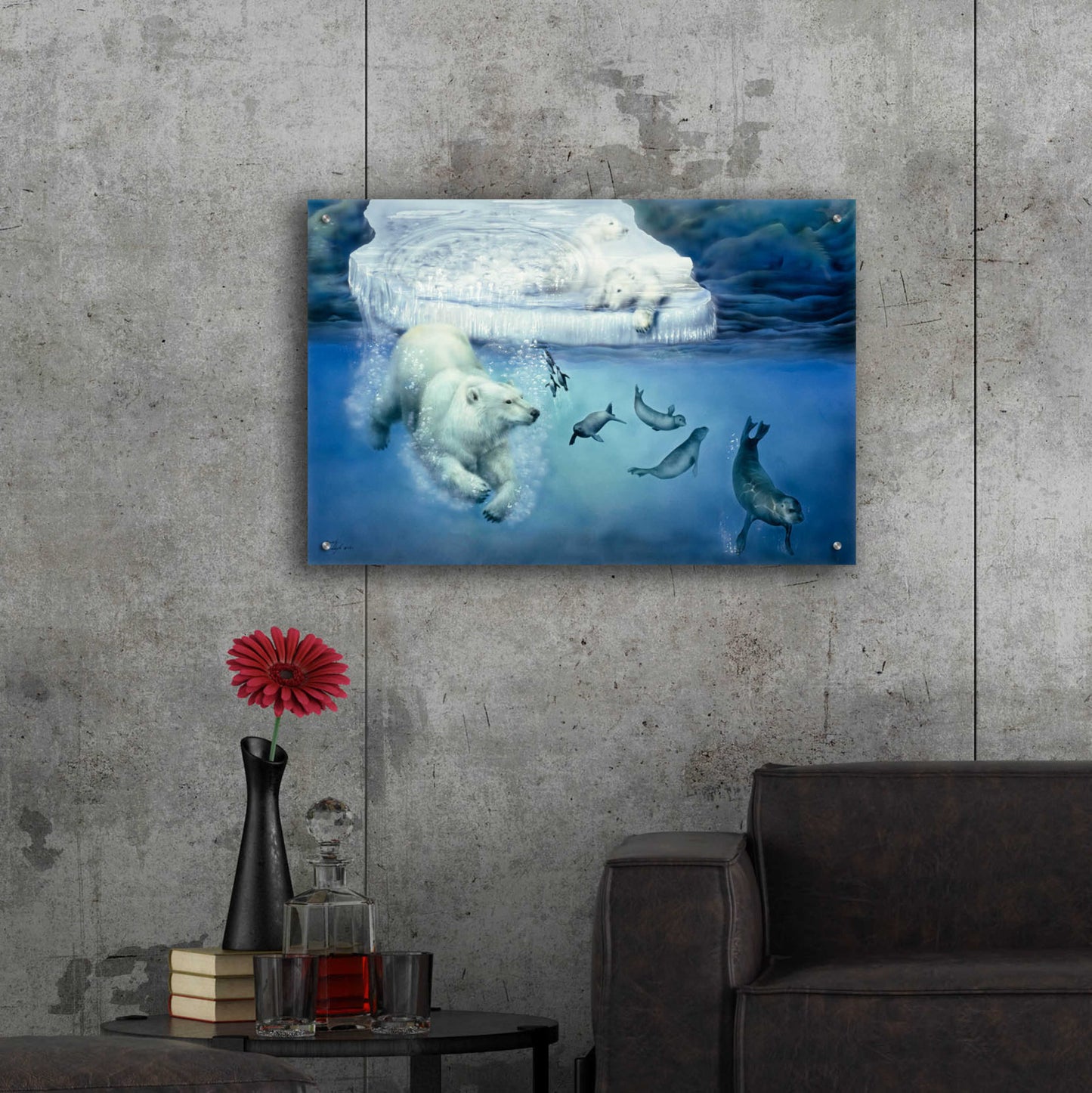 Epic Art 'Polar Bears & Seals' by Beverly Doyle, Acrylic Glass Wall Art,36x24