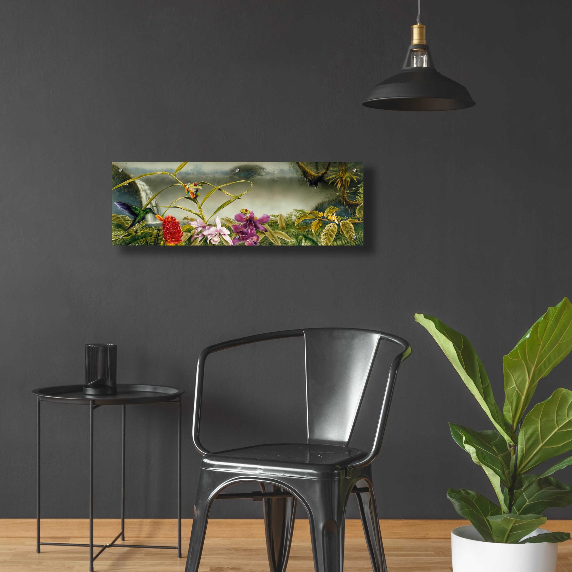 Epic Art 'Orchids & Exotic Frogs' by Beverly Doyle, Acrylic Glass Wall Art,36x12