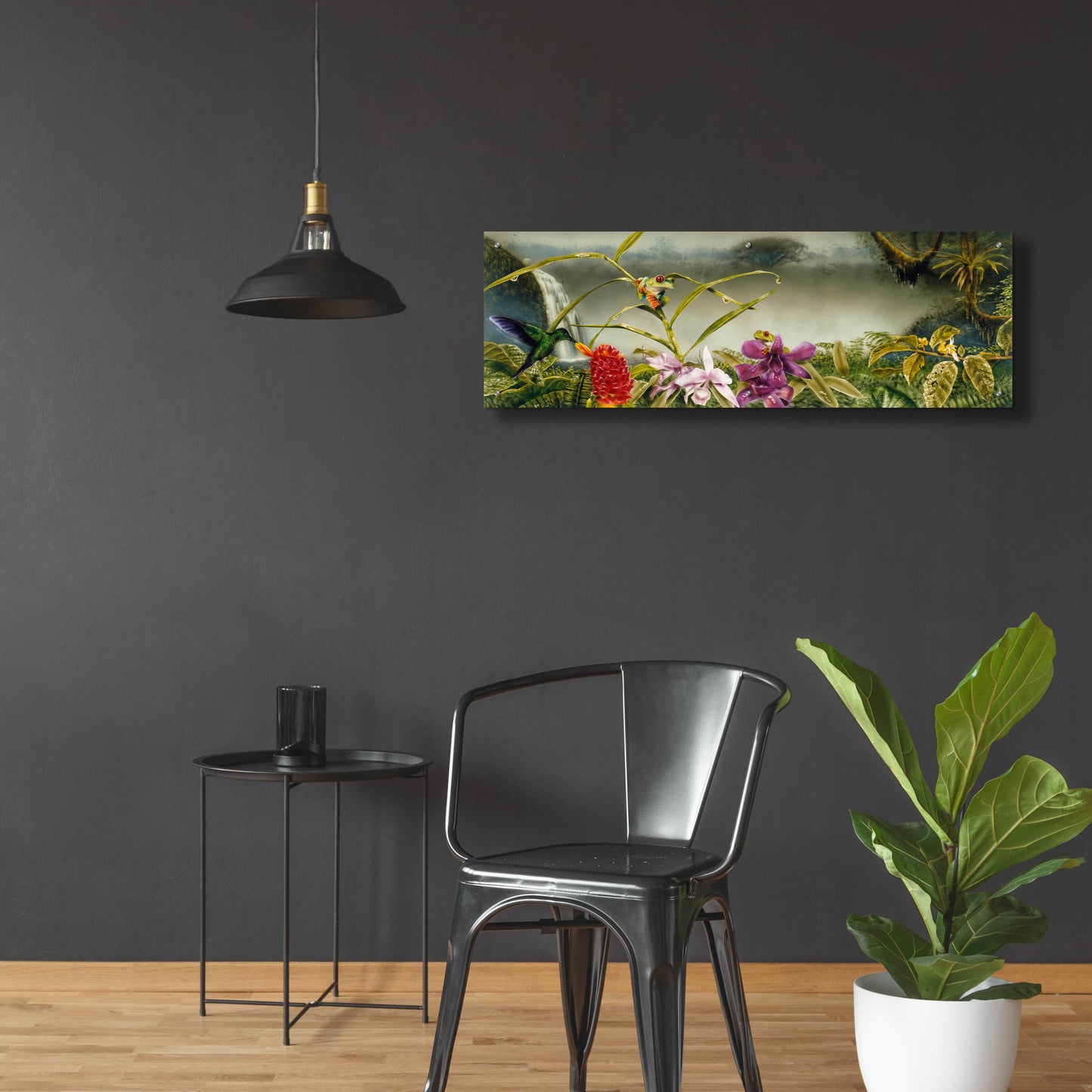 Epic Art 'Orchids & Exotic Frogs' by Beverly Doyle, Acrylic Glass Wall Art,48x16