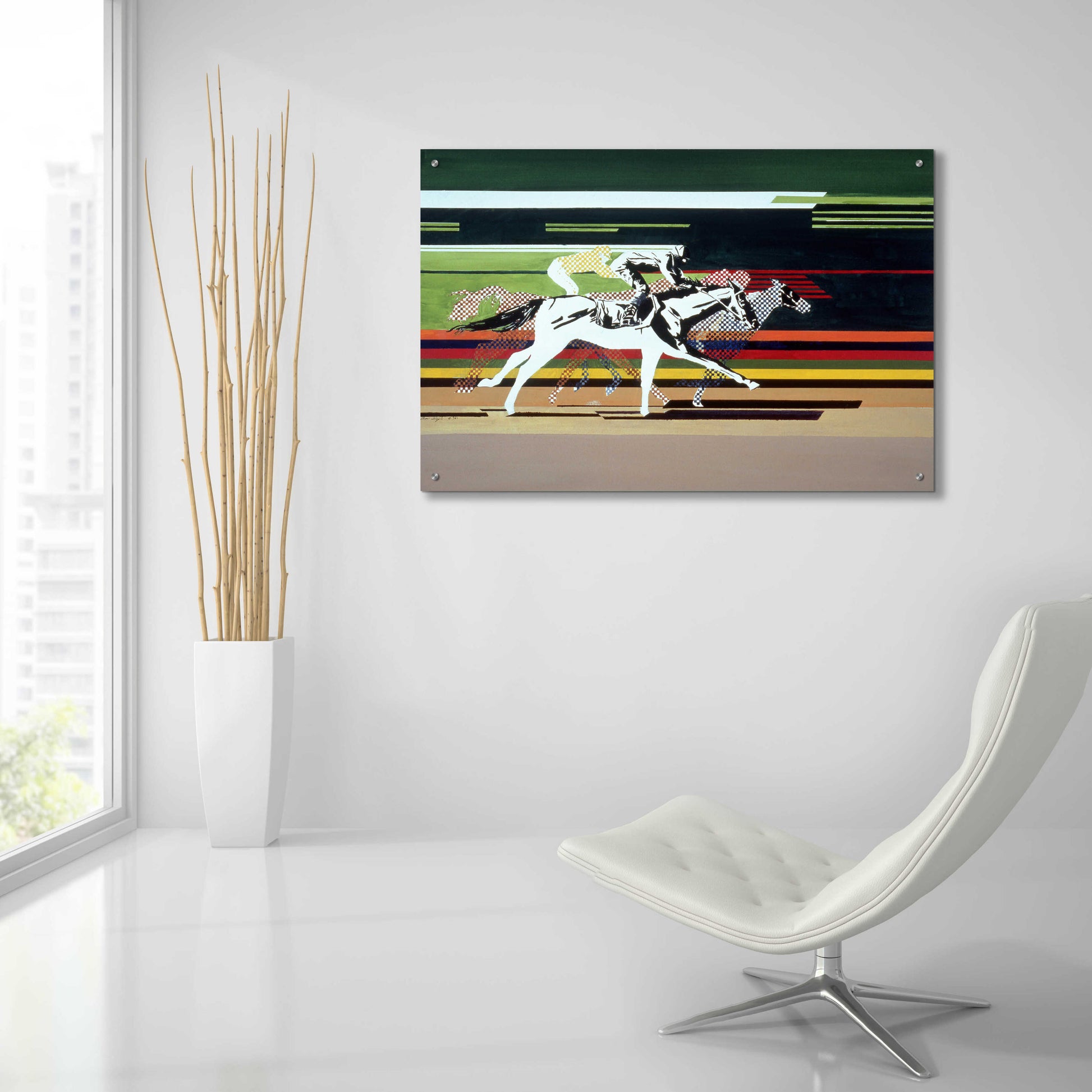 Epic Art 'Race Horses' by Beverly Doyle, Acrylic Glass Wall Art,36x24