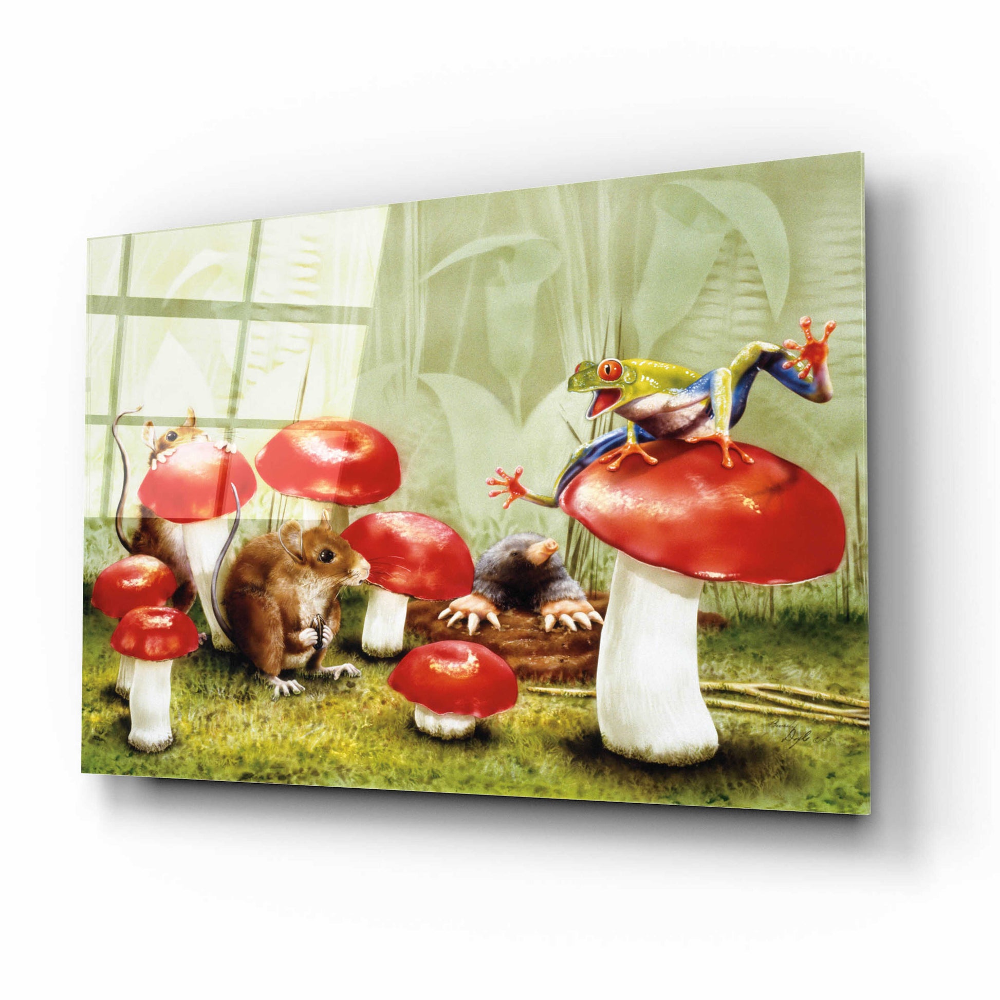 Epic Art 'Mushroom Meeting' by Beverly Doyle, Acrylic Glass Wall Art,16x12