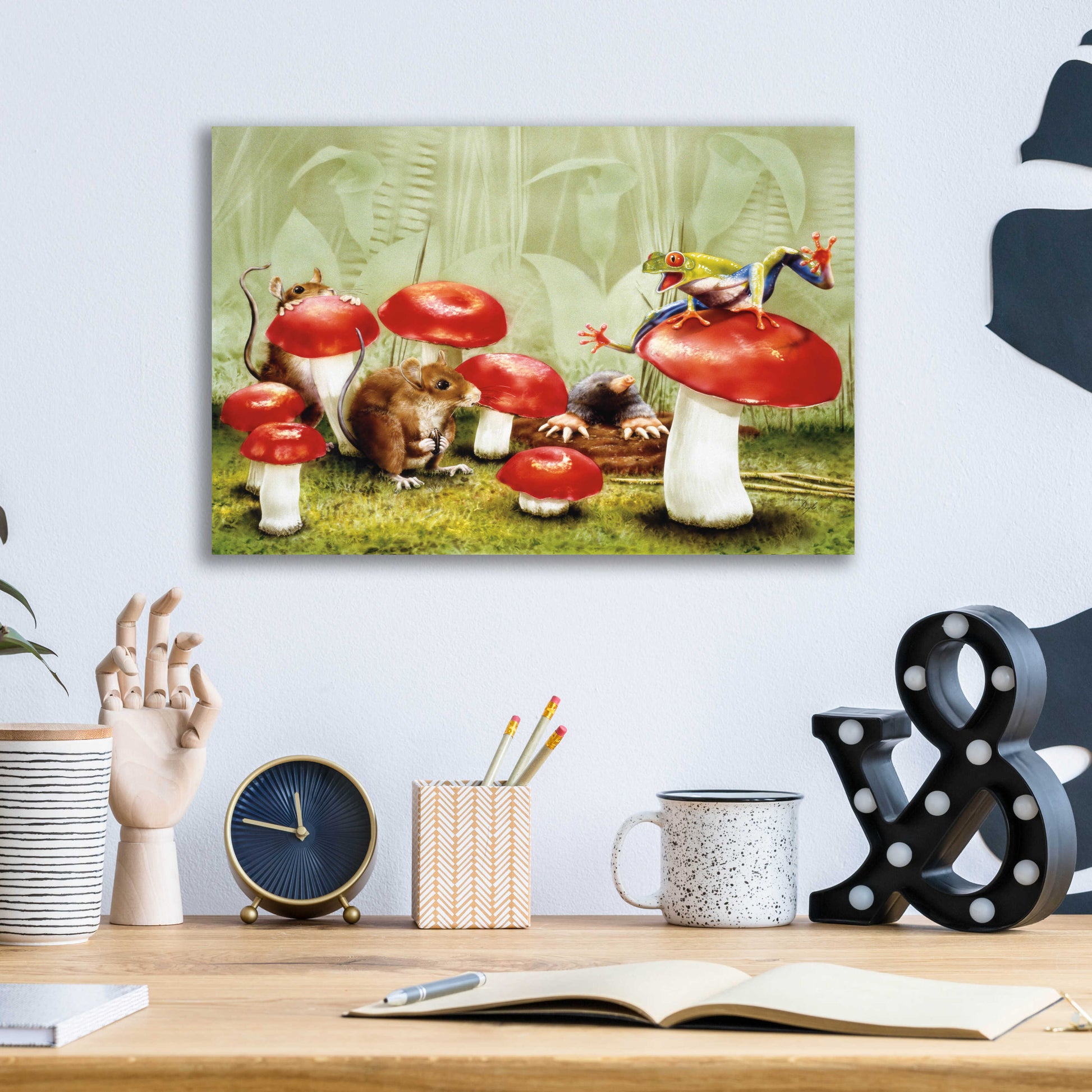 Epic Art 'Mushroom Meeting' by Beverly Doyle, Acrylic Glass Wall Art,16x12