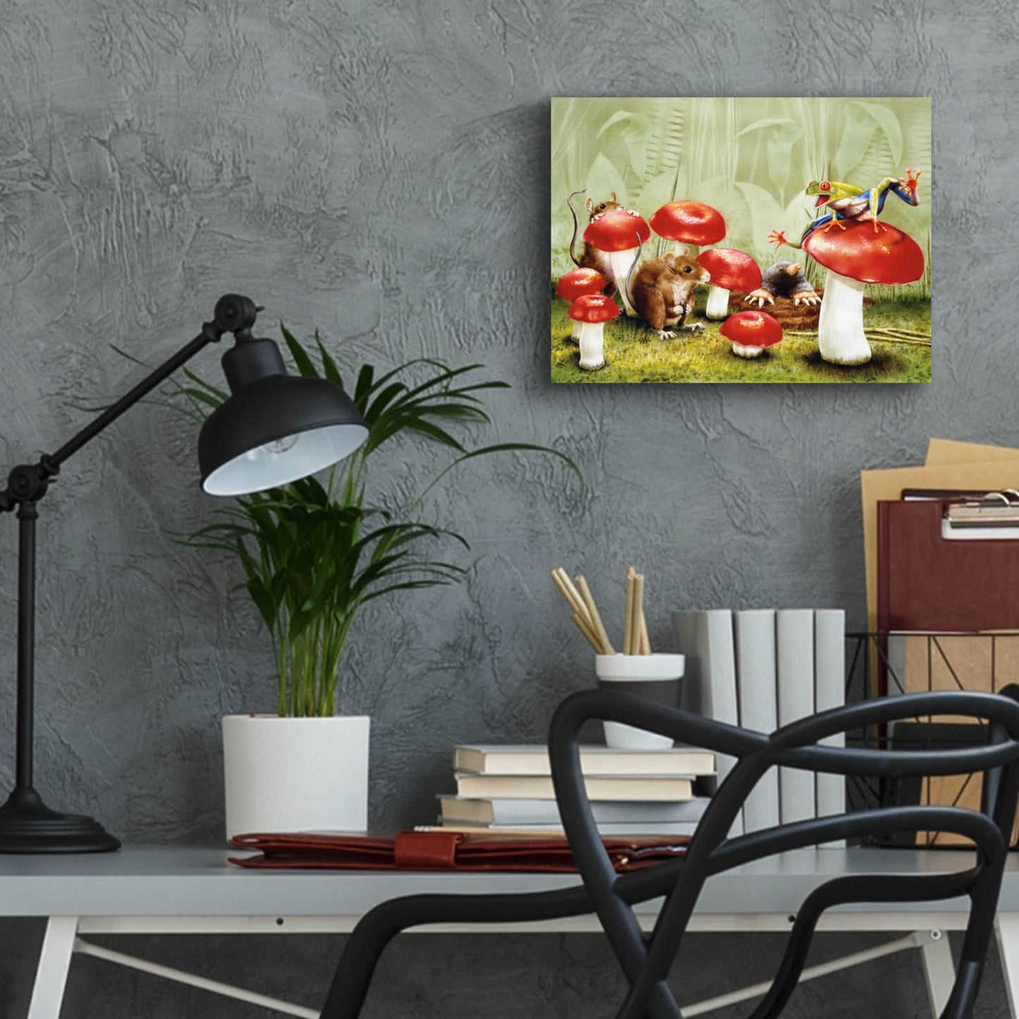 Epic Art 'Mushroom Meeting' by Beverly Doyle, Acrylic Glass Wall Art,16x12