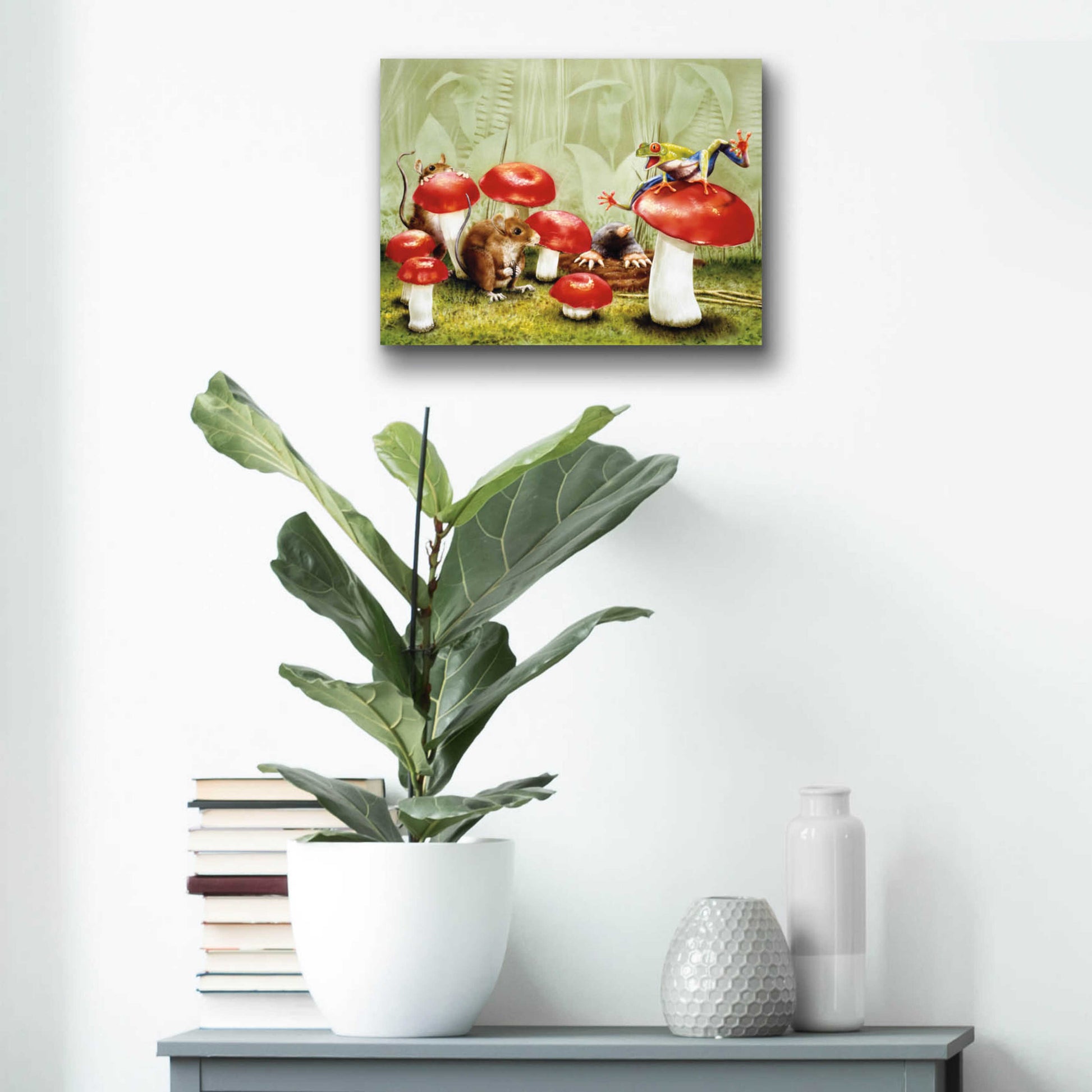 Epic Art 'Mushroom Meeting' by Beverly Doyle, Acrylic Glass Wall Art,16x12