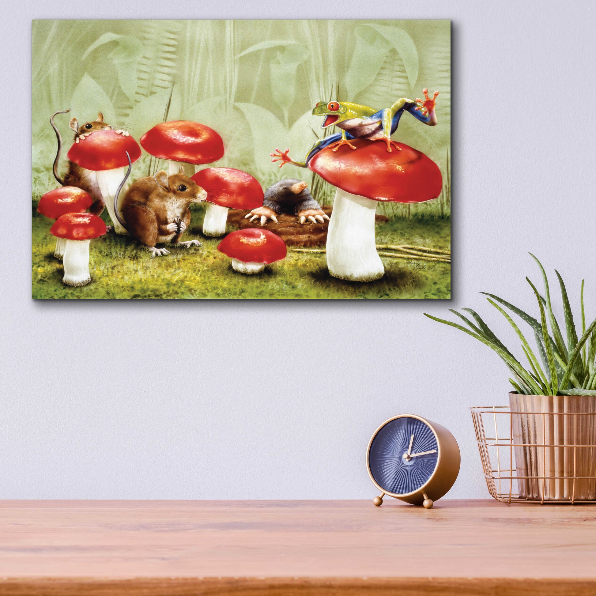 Epic Art 'Mushroom Meeting' by Beverly Doyle, Acrylic Glass Wall Art,16x12