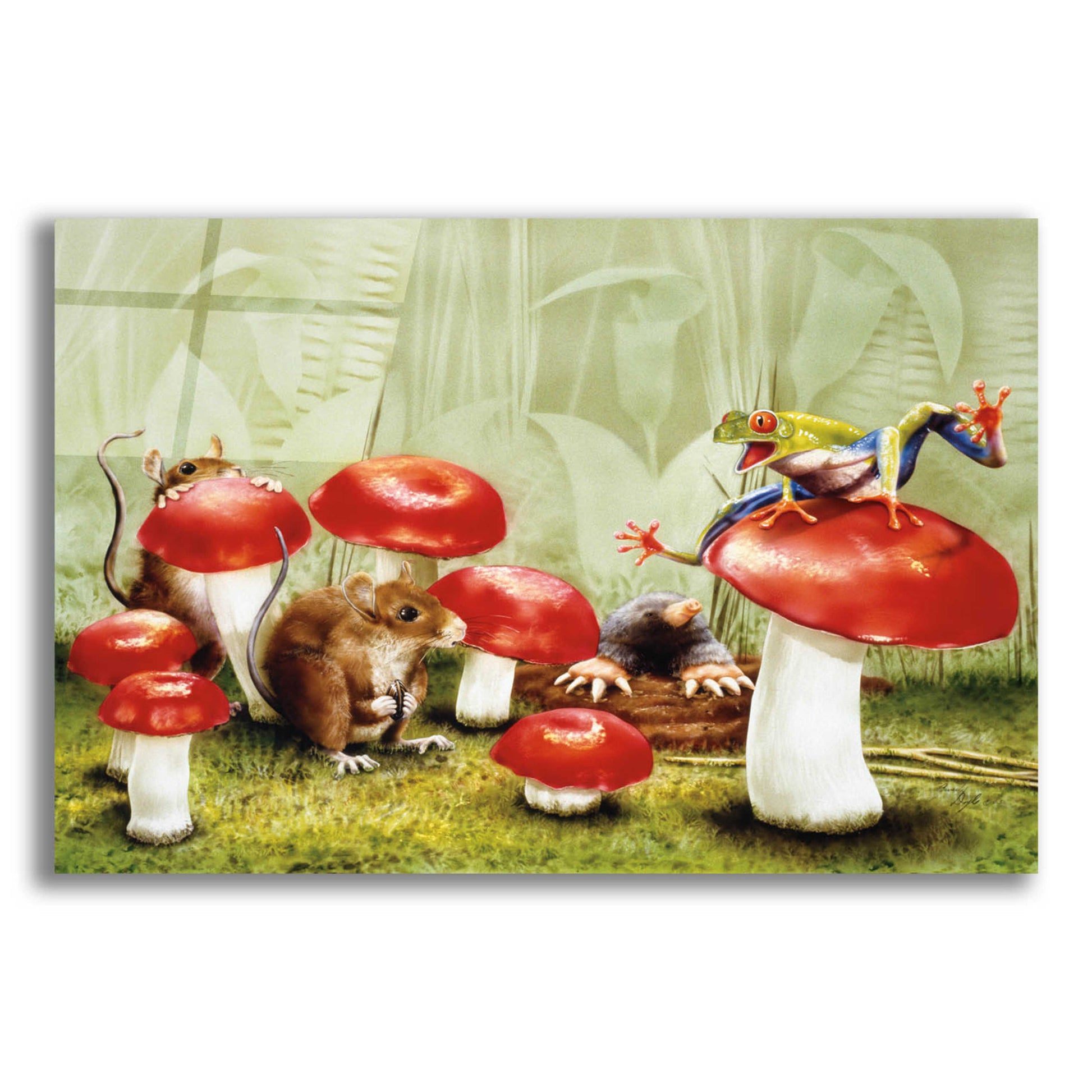 Epic Art 'Mushroom Meeting' by Beverly Doyle, Acrylic Glass Wall Art,24x16