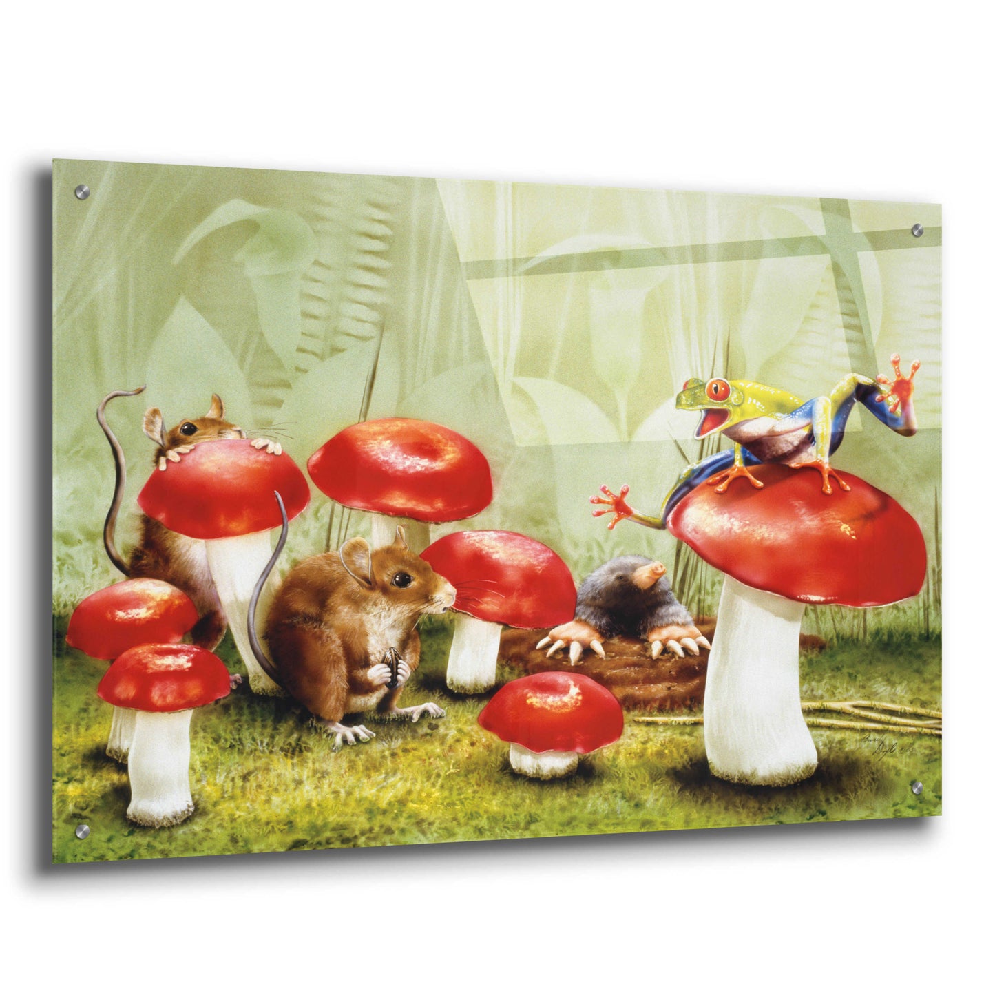 Epic Art 'Mushroom Meeting' by Beverly Doyle, Acrylic Glass Wall Art,36x24