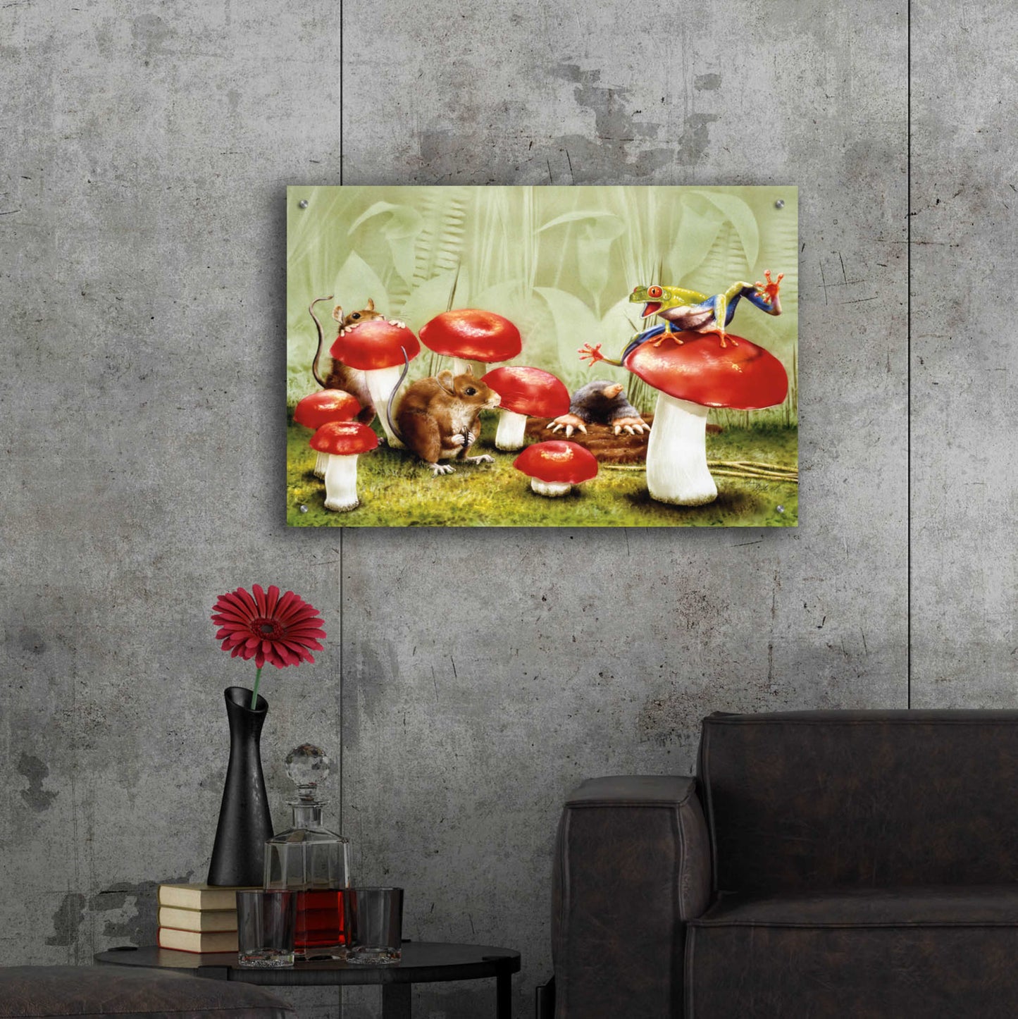 Epic Art 'Mushroom Meeting' by Beverly Doyle, Acrylic Glass Wall Art,36x24