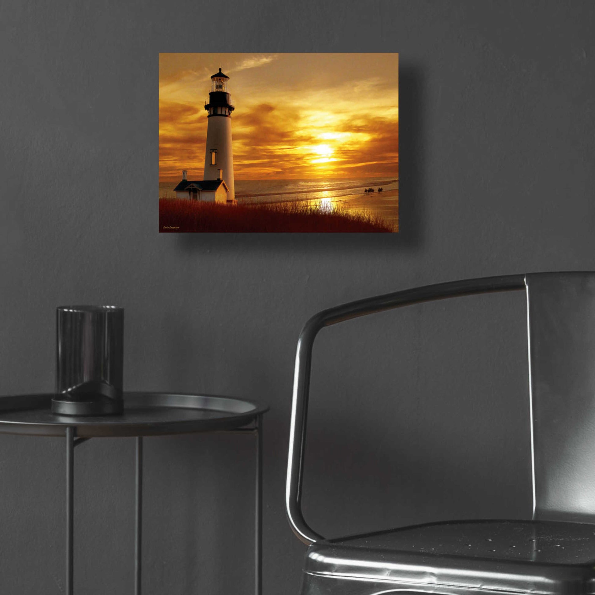 Epic Art 'Lighthouse at Sunset' by Carlos Casamayor, Acrylic Glass Wall Art,16x12