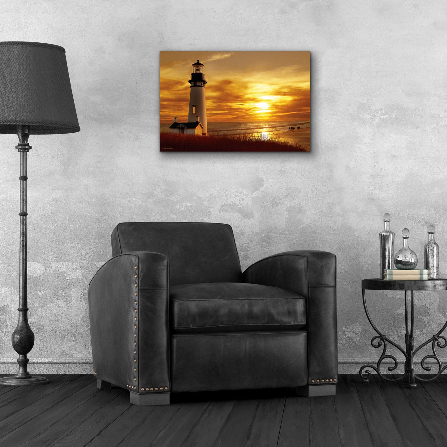 Epic Art 'Lighthouse at Sunset' by Carlos Casamayor, Acrylic Glass Wall Art,24x16