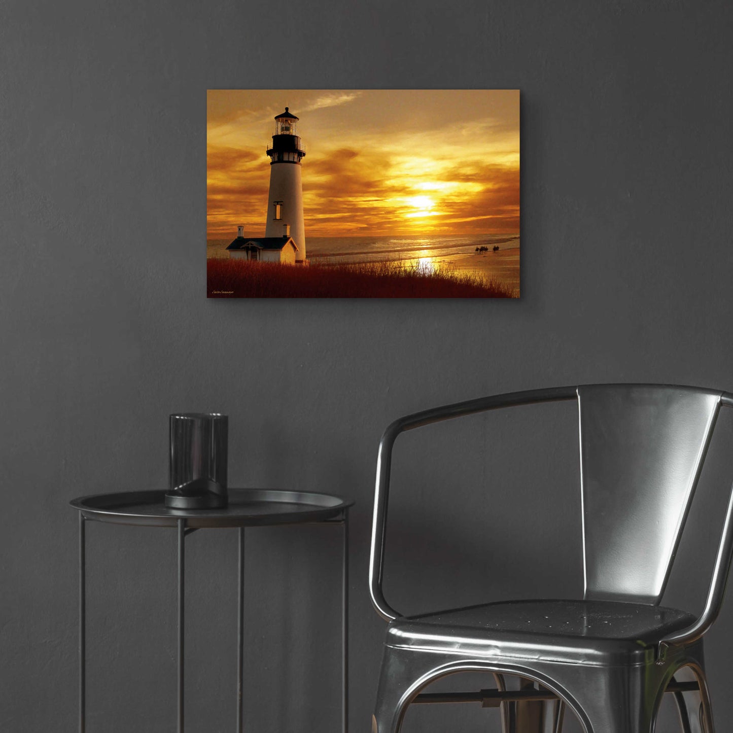 Epic Art 'Lighthouse at Sunset' by Carlos Casamayor, Acrylic Glass Wall Art,24x16