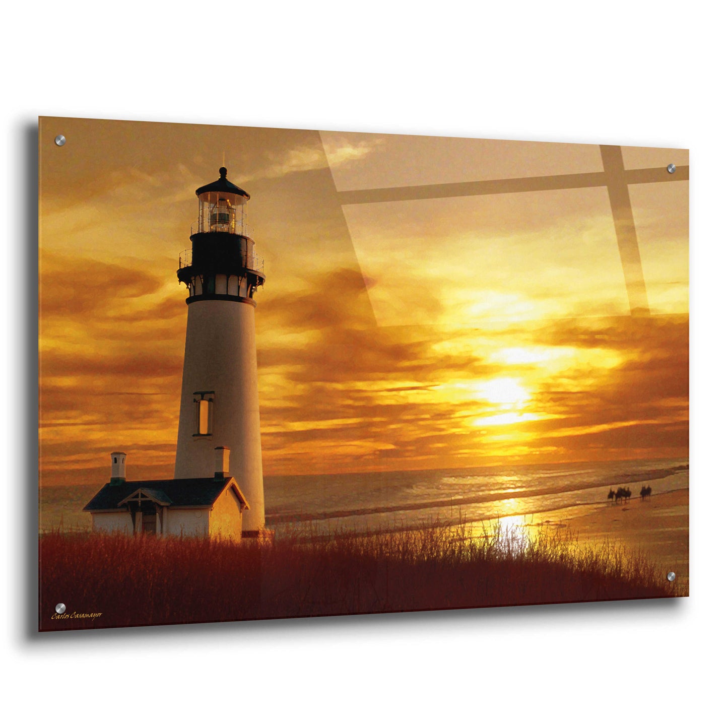 Epic Art 'Lighthouse at Sunset' by Carlos Casamayor, Acrylic Glass Wall Art,36x24