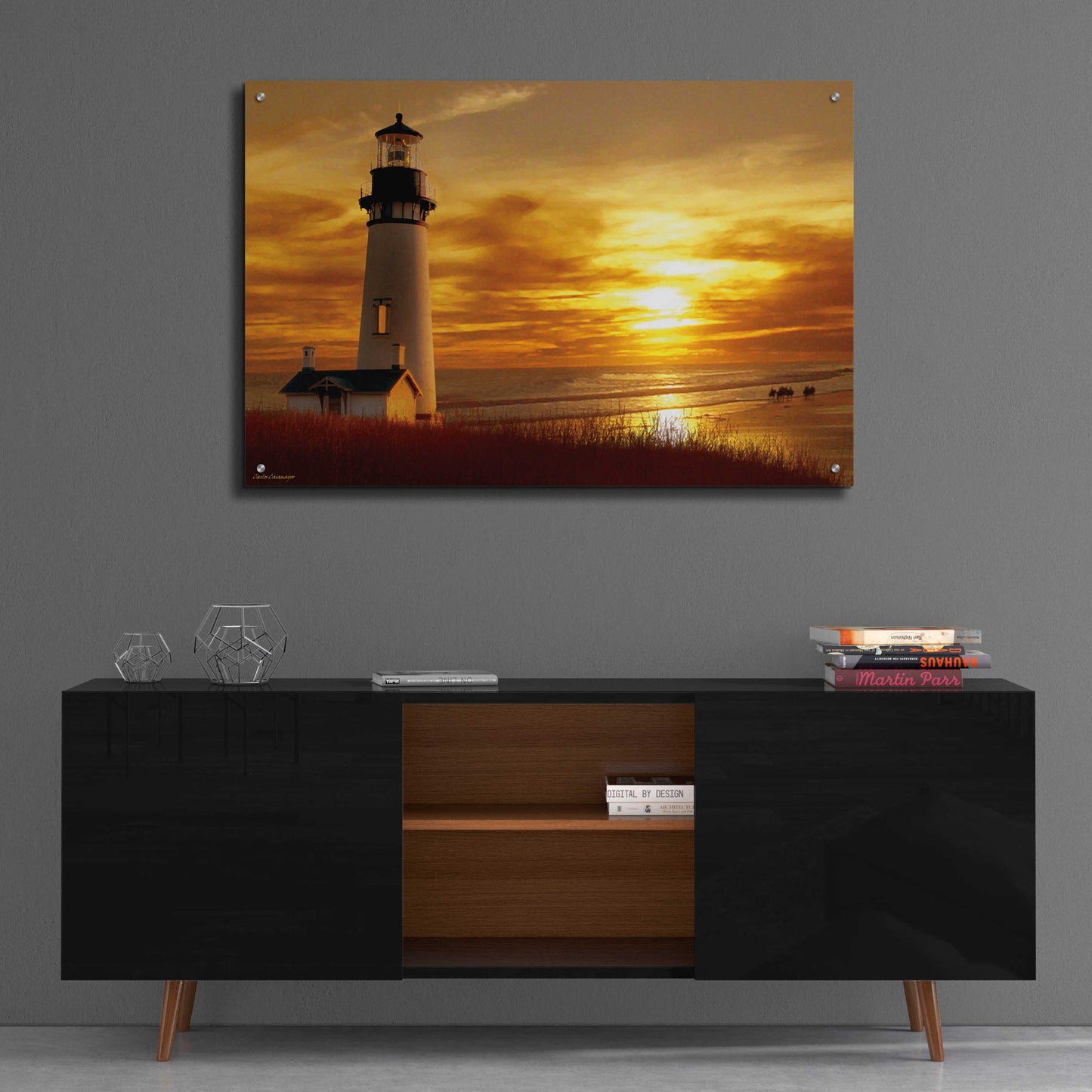 Epic Art 'Lighthouse at Sunset' by Carlos Casamayor, Acrylic Glass Wall Art,36x24