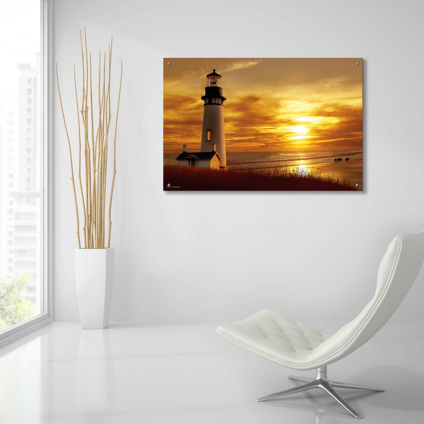 Epic Art 'Lighthouse at Sunset' by Carlos Casamayor, Acrylic Glass Wall Art,36x24