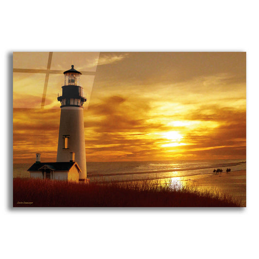 Epic Art 'Lighthouse at Sunset' by Carlos Casamayor, Acrylic Glass Wall Art