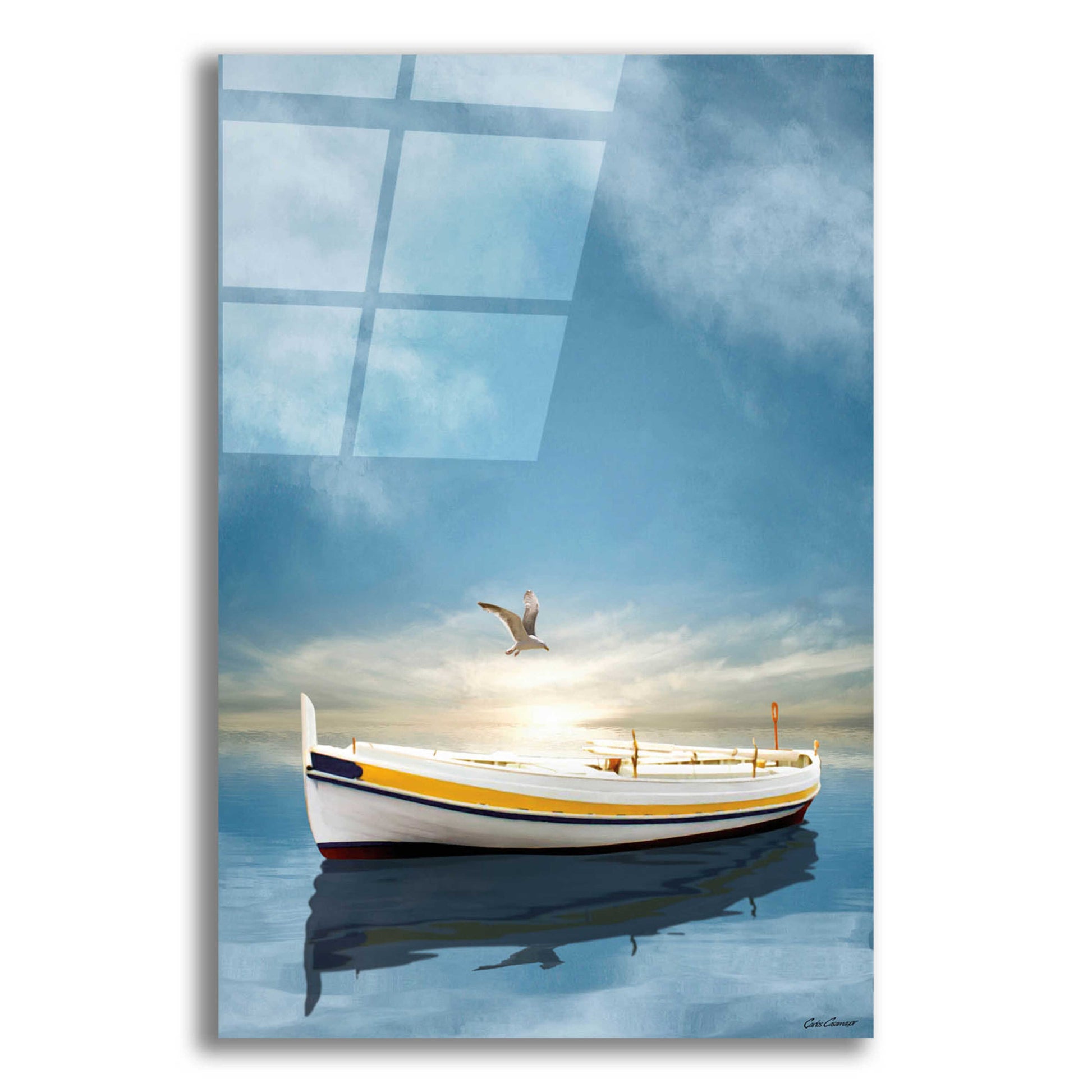 Epic Art 'The White Boat in the Sunset' by Carlos Casamayor, Acrylic Glass Wall Art