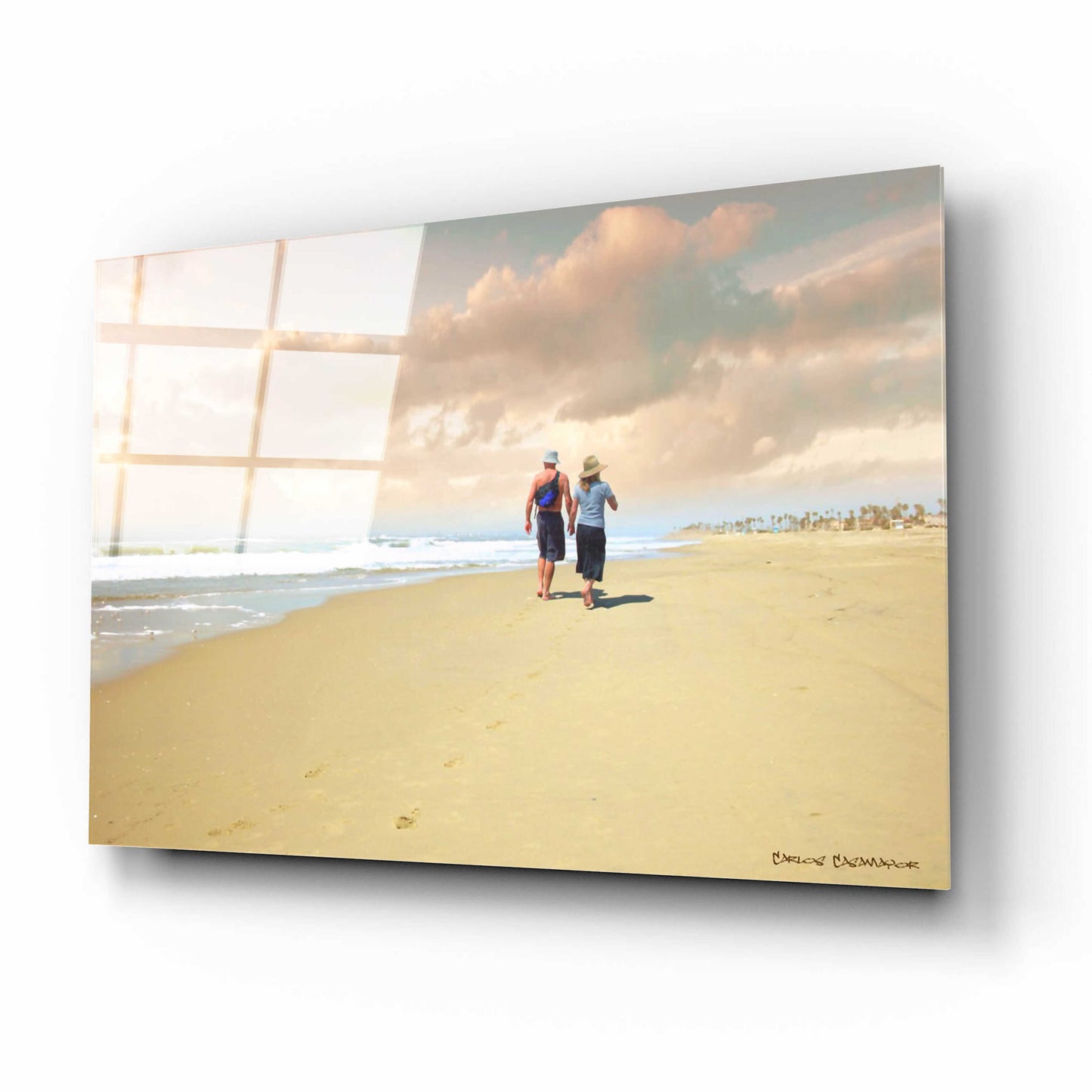 Epic Art 'Beach Walk' by Carlos Casamayor, Acrylic Glass Wall Art,16x12