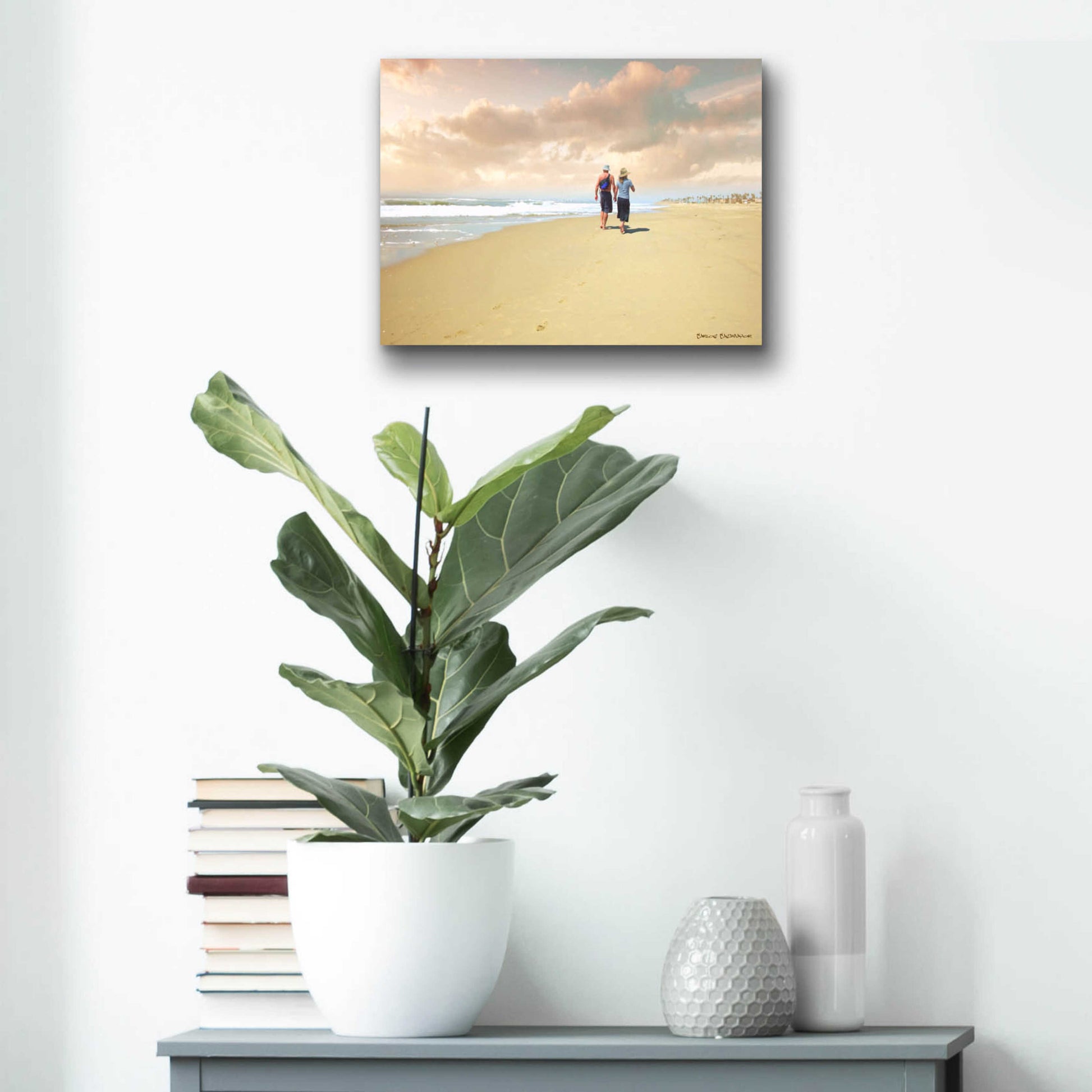 Epic Art 'Beach Walk' by Carlos Casamayor, Acrylic Glass Wall Art,16x12