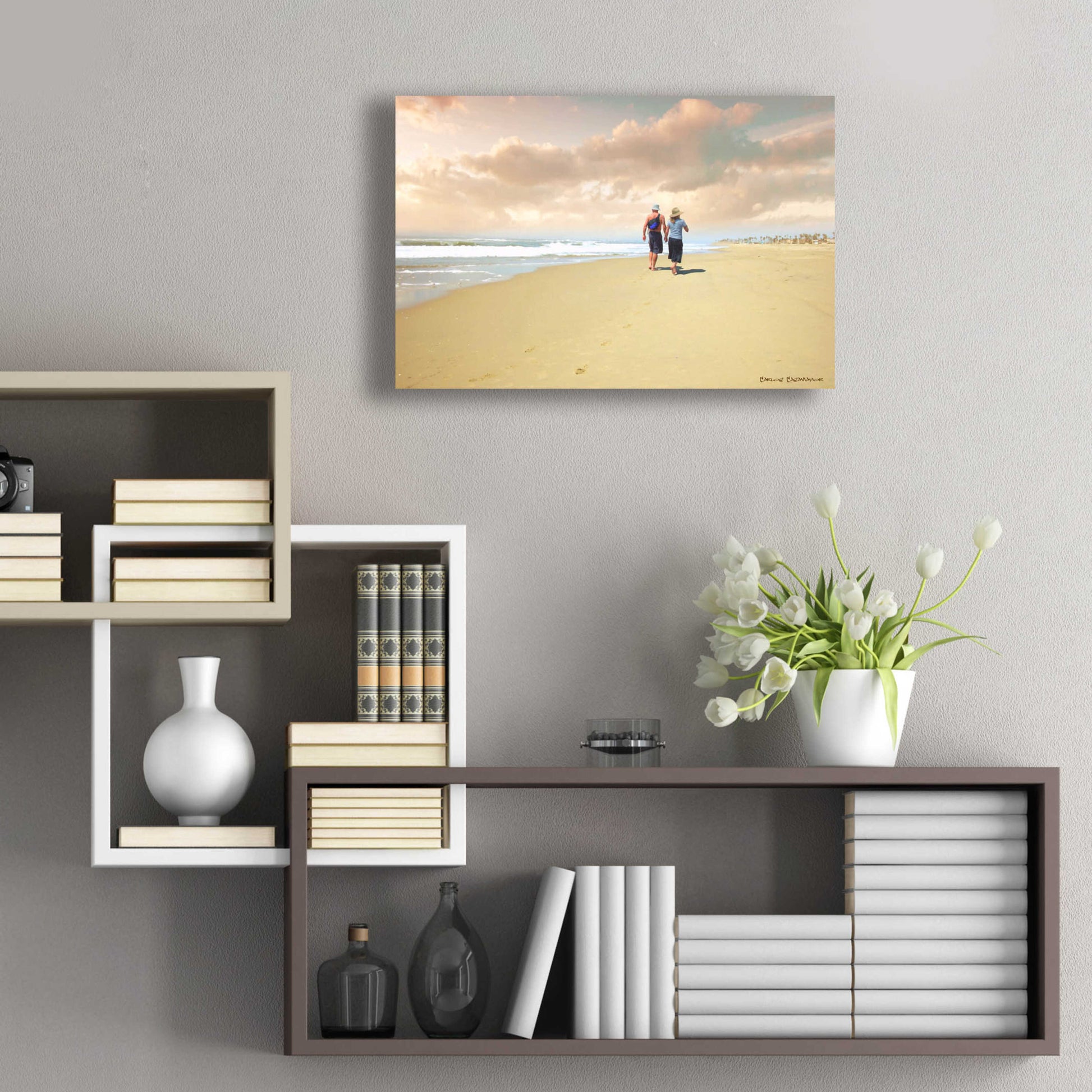 Epic Art 'Beach Walk' by Carlos Casamayor, Acrylic Glass Wall Art,24x16