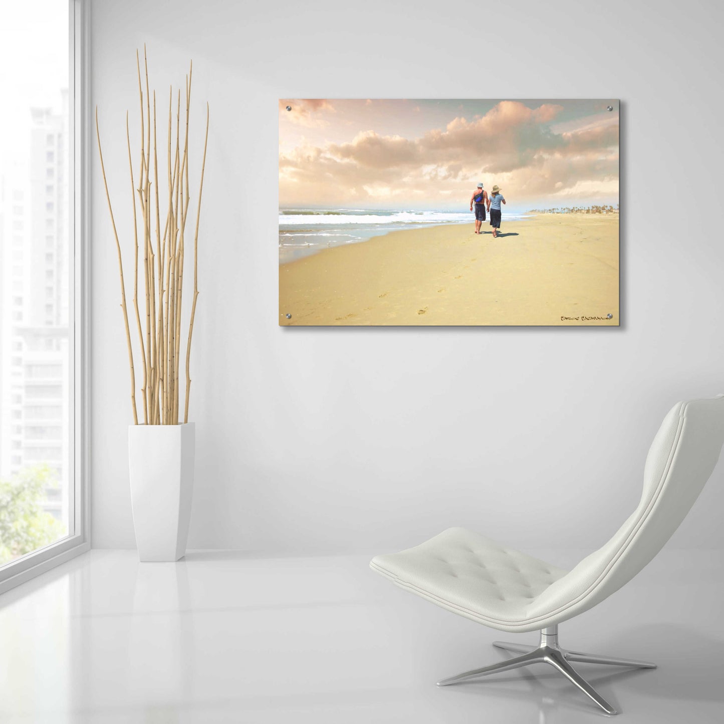 Epic Art 'Beach Walk' by Carlos Casamayor, Acrylic Glass Wall Art,36x24