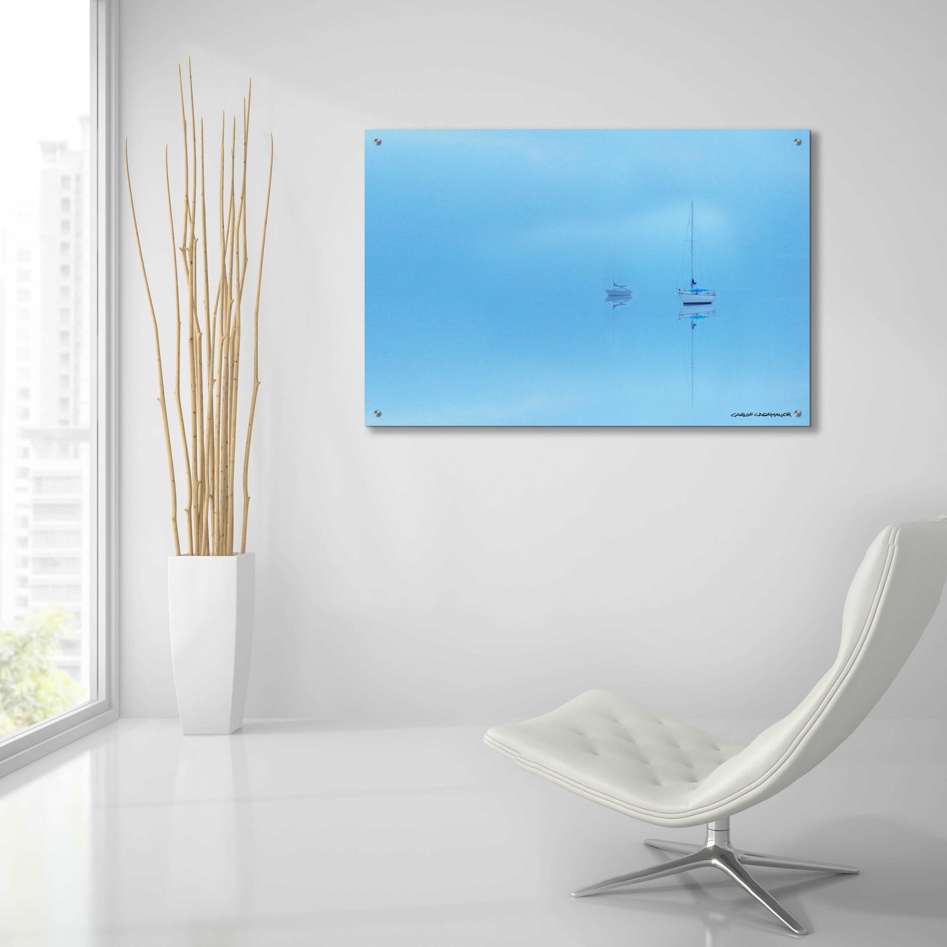 Epic Art 'Calm in Blue' by Carlos Casamayor, Acrylic Glass Wall Art,36x24