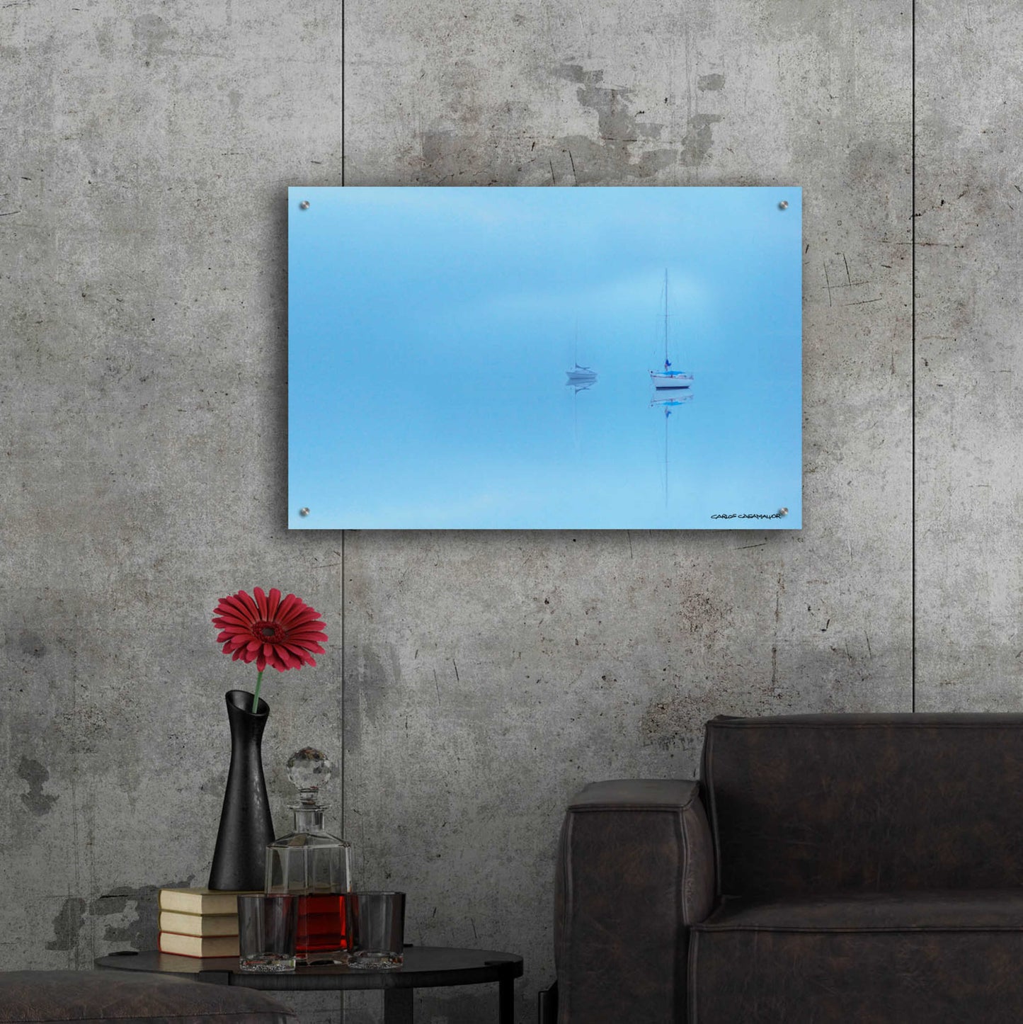 Epic Art 'Calm in Blue' by Carlos Casamayor, Acrylic Glass Wall Art,36x24