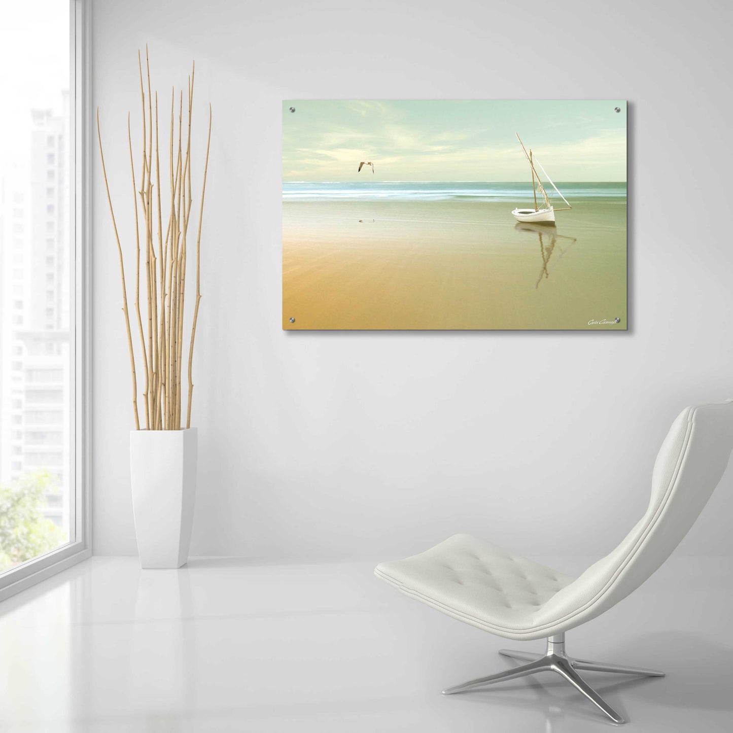 Epic Art 'Soft Sunrise on the Beach 1' by Carlos Casamayor, Acrylic Glass Wall Art,36x24