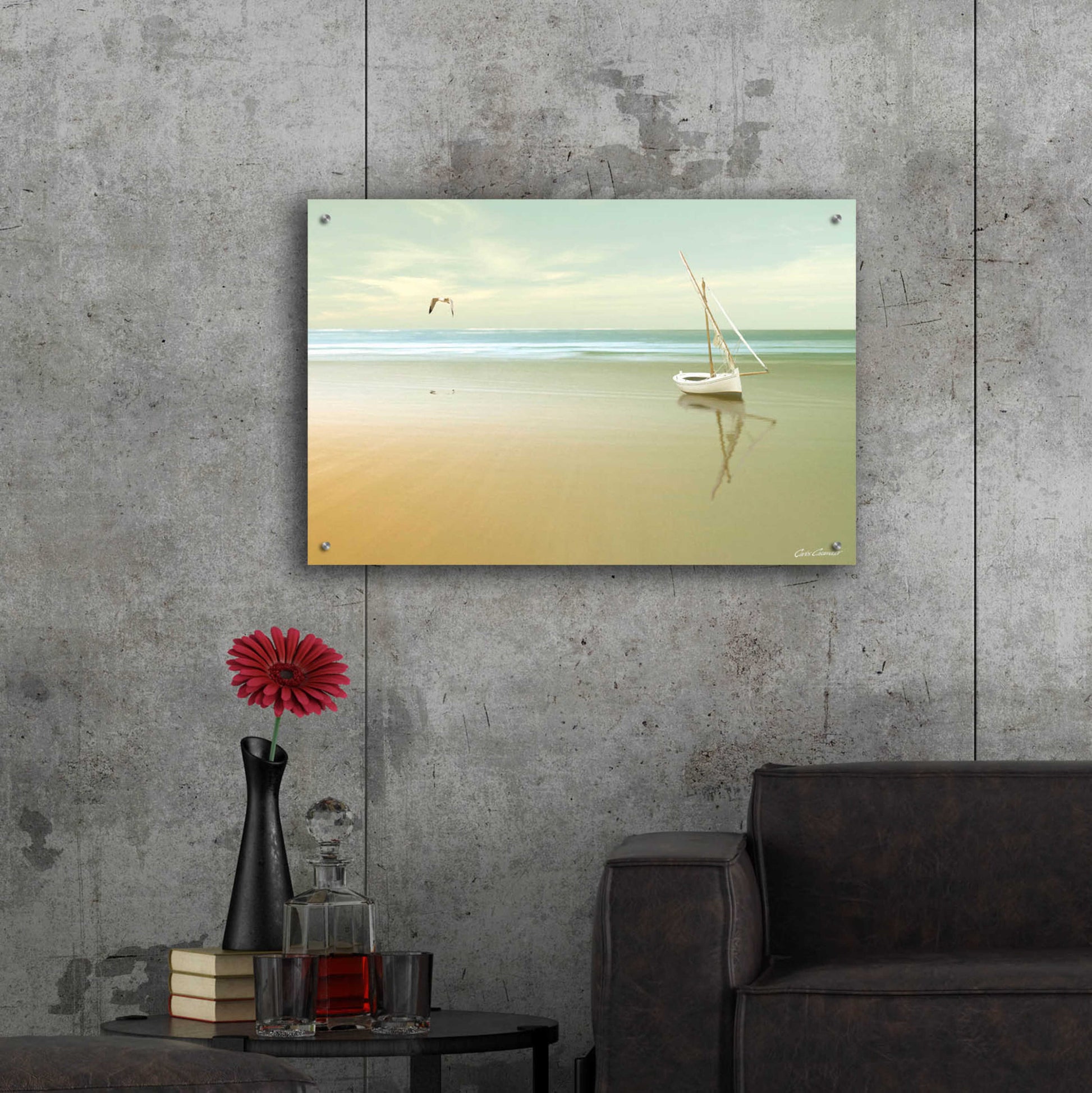 Epic Art 'Soft Sunrise on the Beach 1' by Carlos Casamayor, Acrylic Glass Wall Art,36x24