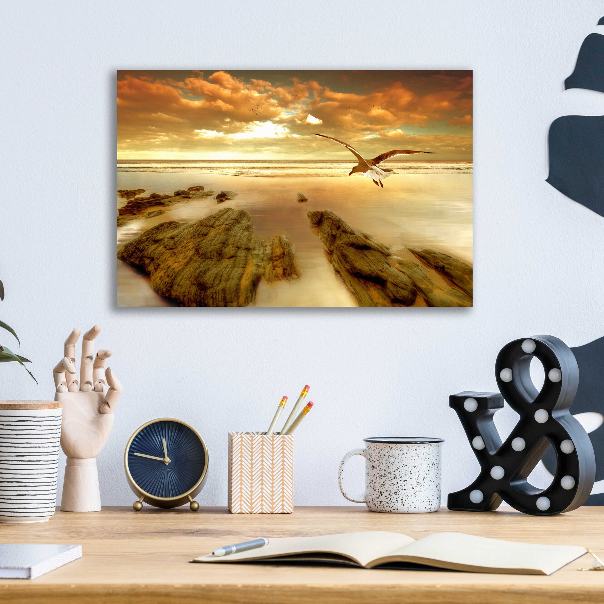 Epic Art 'Soft Sunrise on the Beach 4' by Carlos Casamayor, Acrylic Glass Wall Art,16x12