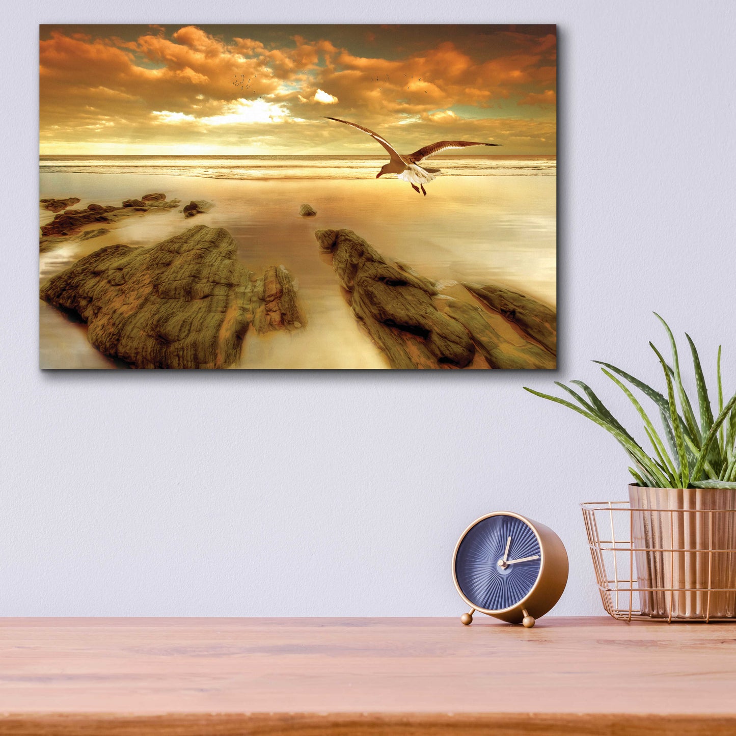 Epic Art 'Soft Sunrise on the Beach 4' by Carlos Casamayor, Acrylic Glass Wall Art,16x12