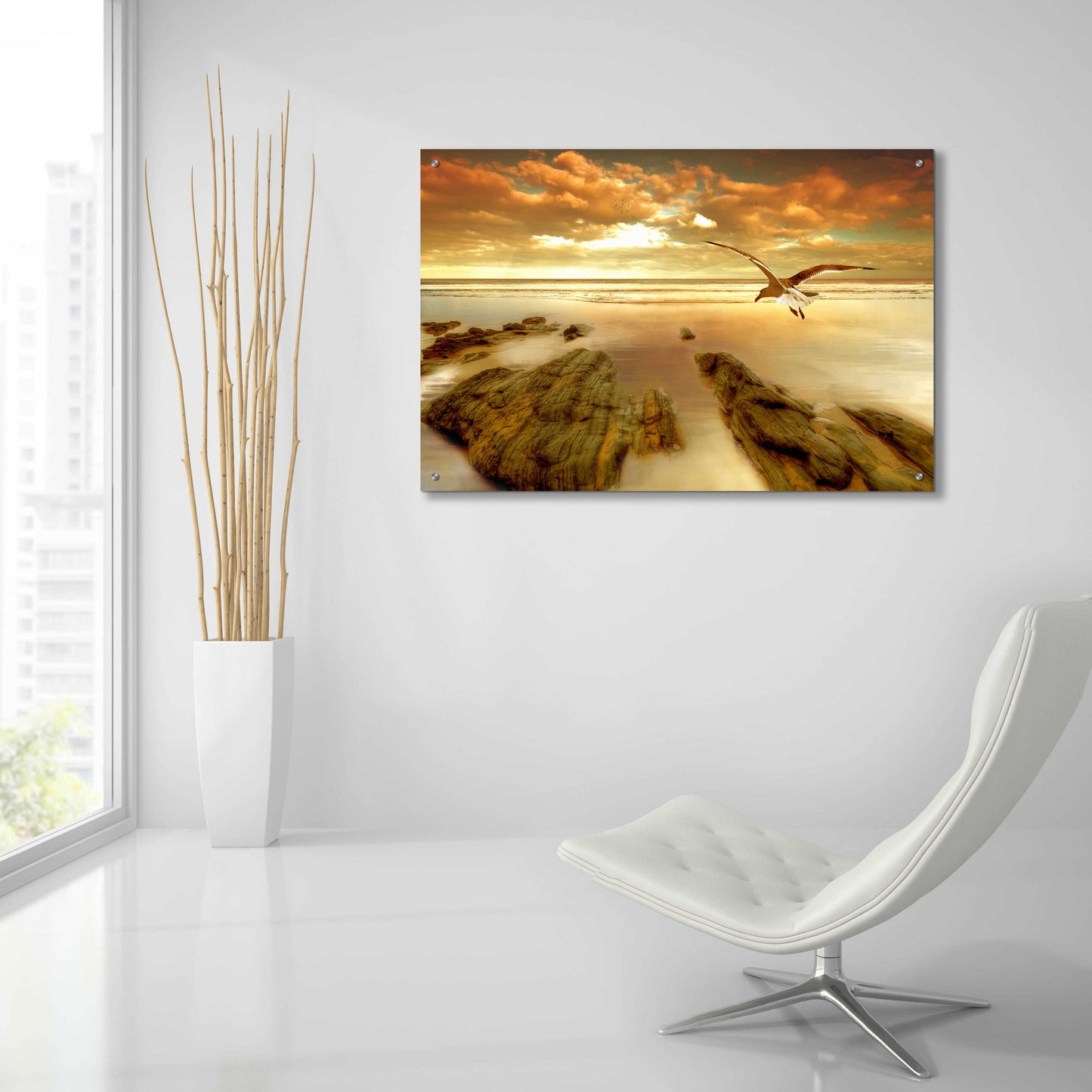 Epic Art 'Soft Sunrise on the Beach 4' by Carlos Casamayor, Acrylic Glass Wall Art,36x24