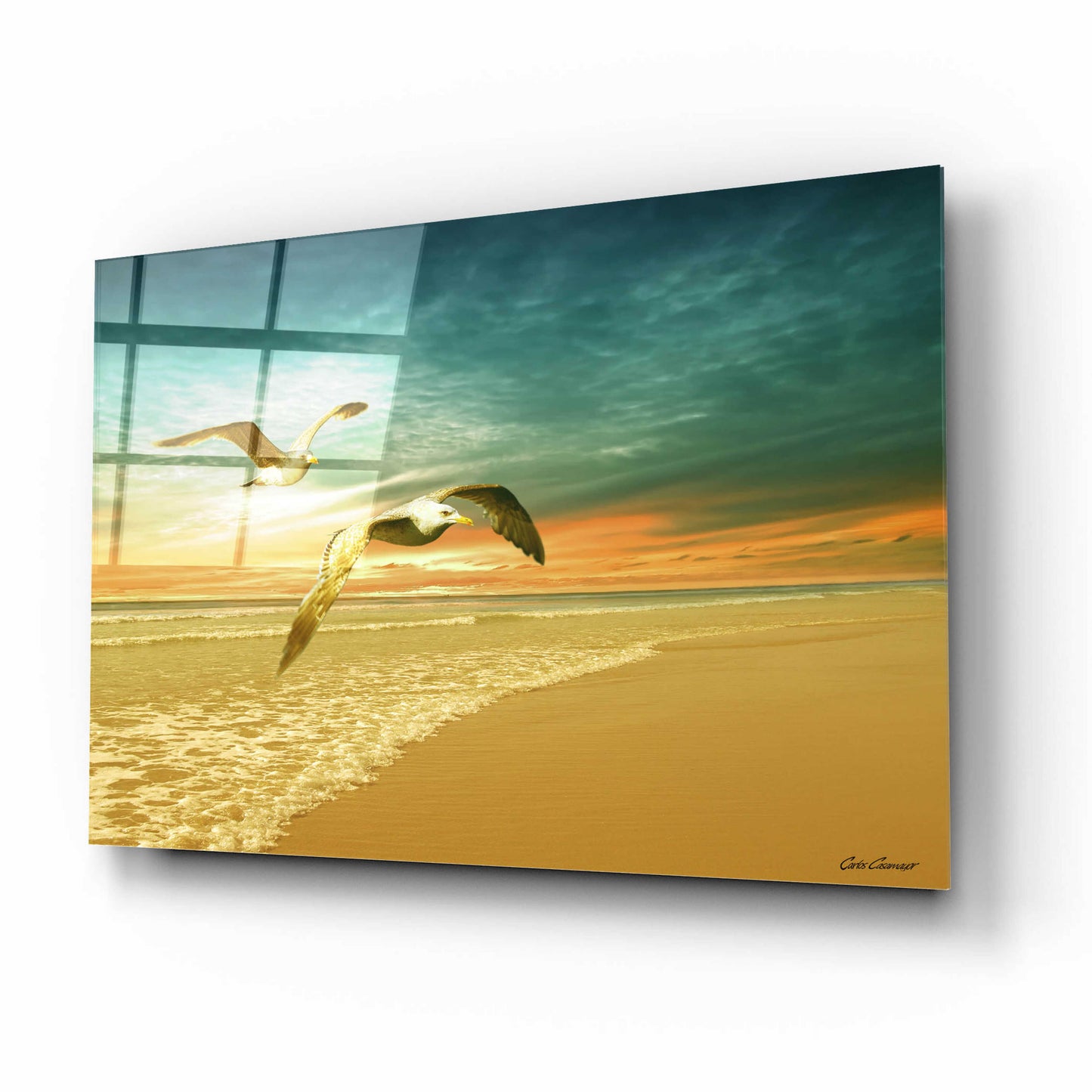 Epic Art 'Soft Sunrise on the Beach 6' by Carlos Casamayor, Acrylic Glass Wall Art,16x12