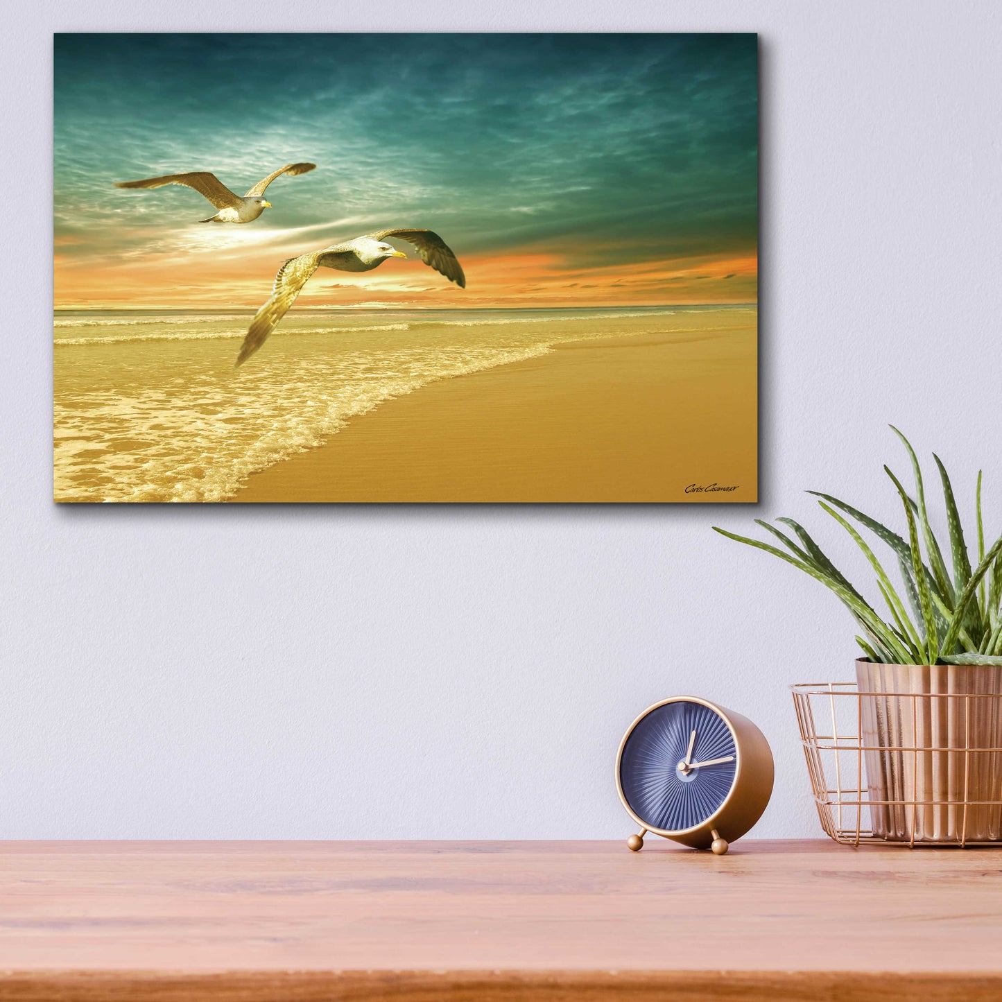 Epic Art 'Soft Sunrise on the Beach 6' by Carlos Casamayor, Acrylic Glass Wall Art,16x12